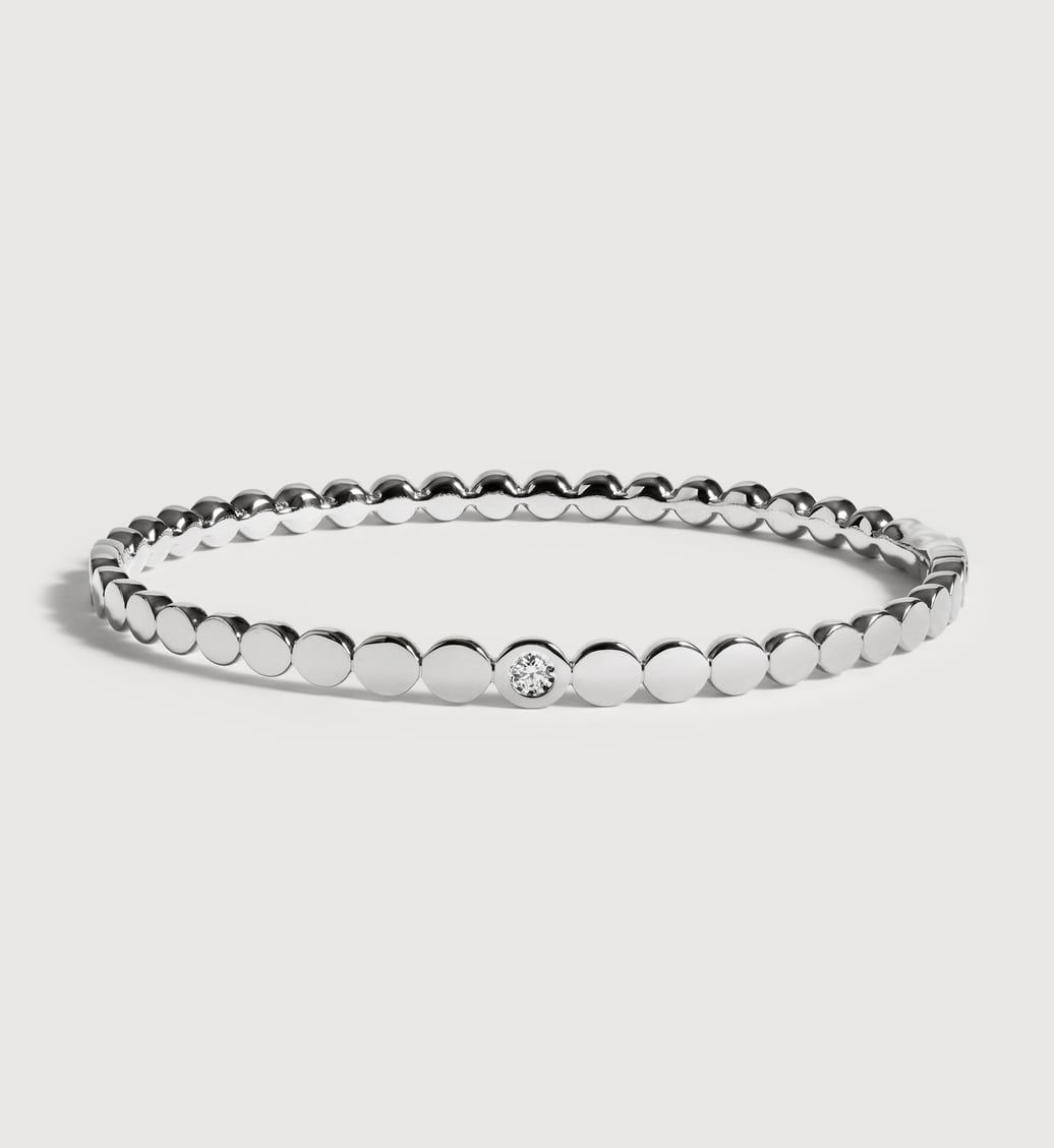 Sterling Silver Solo Graduated Diamond Bangle - Lab Grown Diamond - Monica Vinader