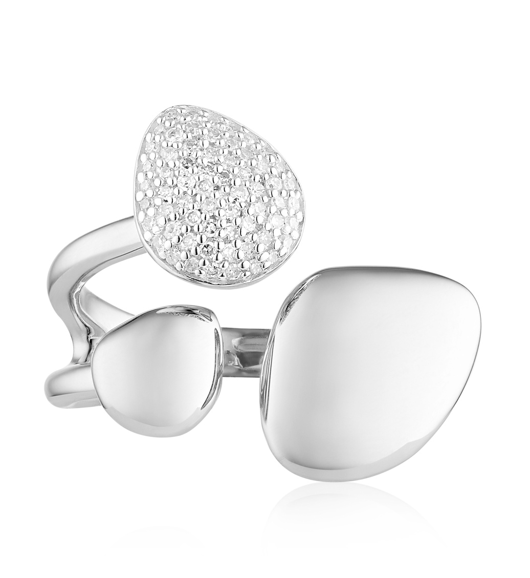 Sterling Silver Nura Pebble Cluster Diamond Ring - Diamond - Monica Vinader