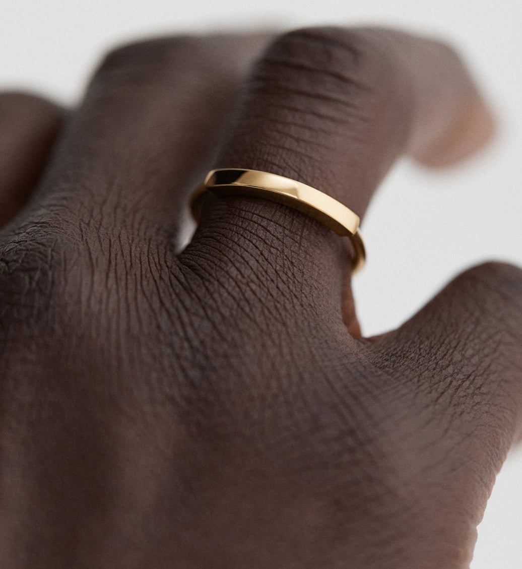 Gold Vermeil Linear Stacking Ring - Monica Vinader