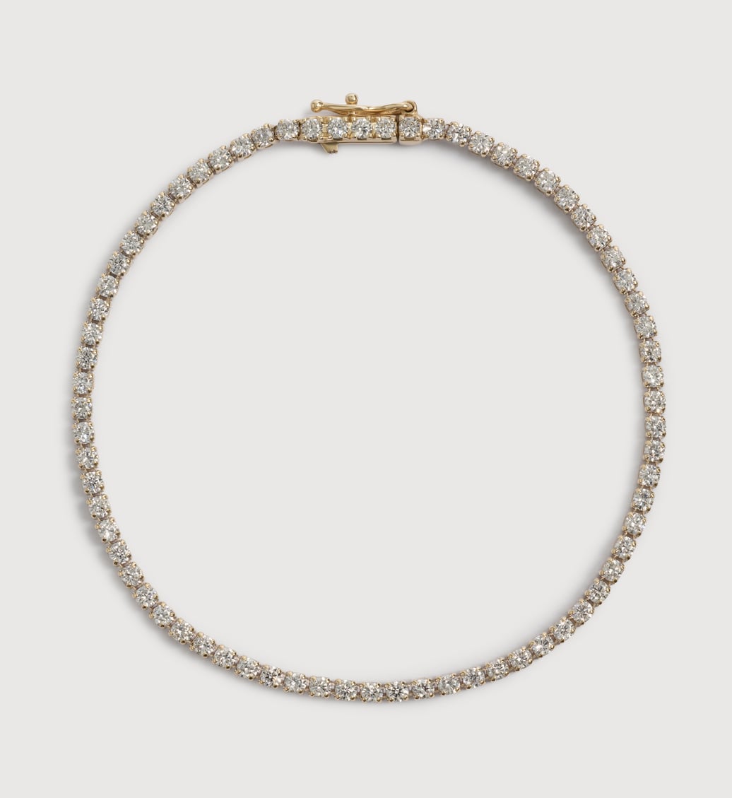 Gold 2mm Diamond Tennis Bracelet - Lab Grown Diamond - Monica Vinader