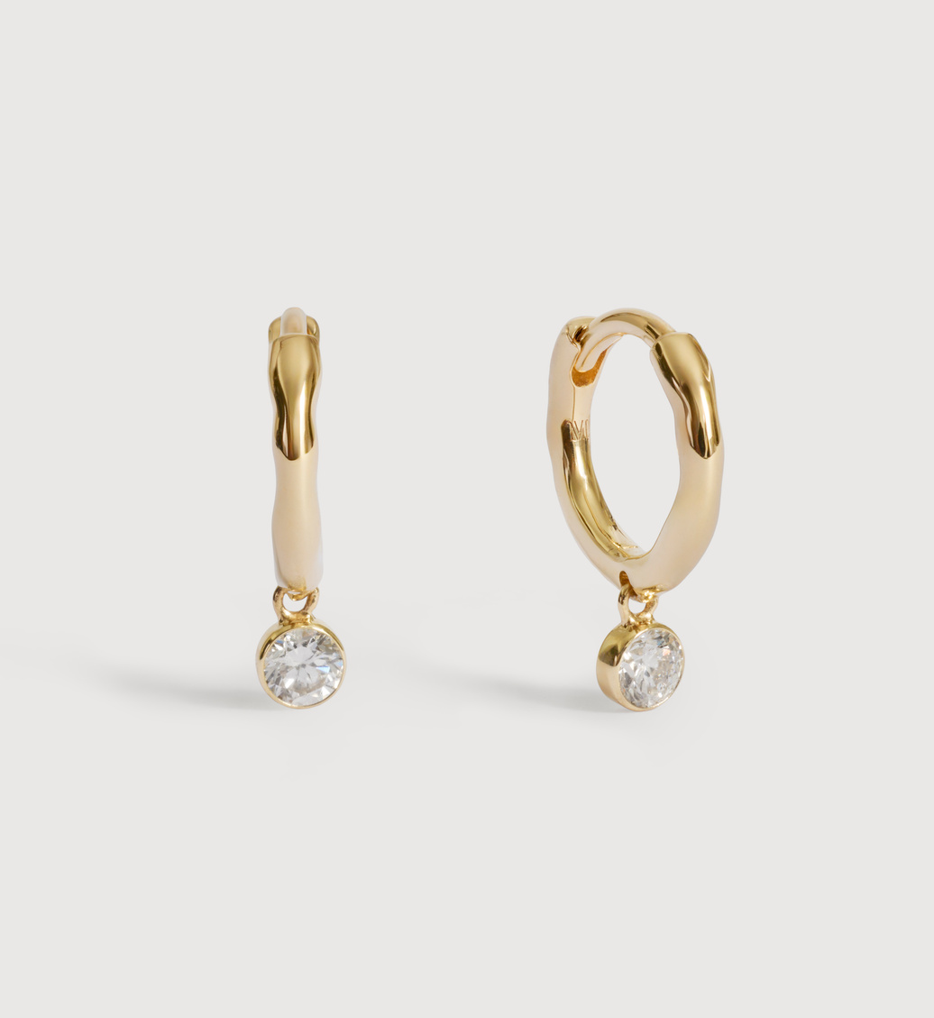 Gold Diamond Huggie Earrings - Lab Grown Diamond - Monica Vinader
