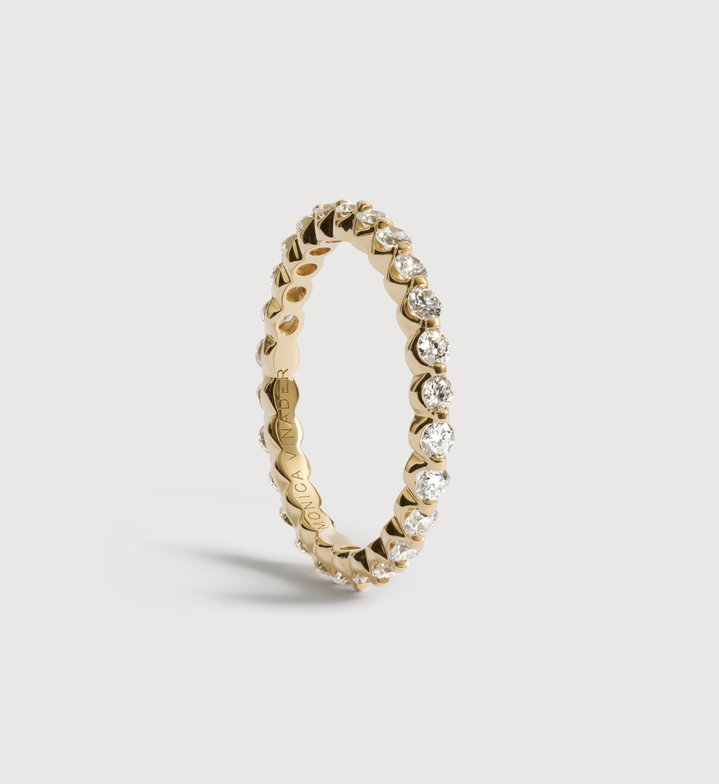 Gold 2mm Bar Set Diamond Eternity Ring - Lab Grown Diamond - Monica Vinader