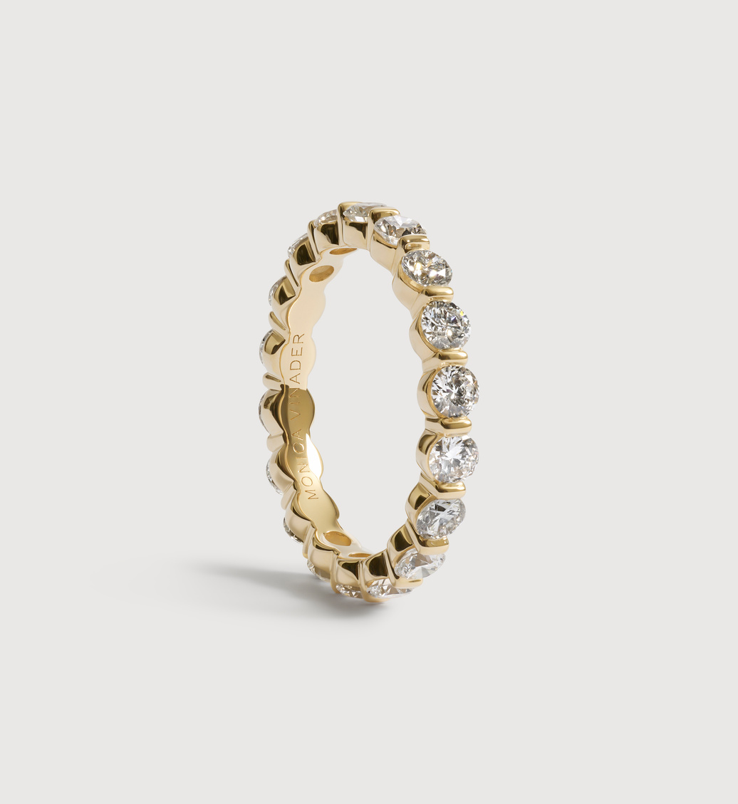 Gold 3mm Bar Set Diamond Eternity Ring - Lab Grown Diamond - Monica Vinader