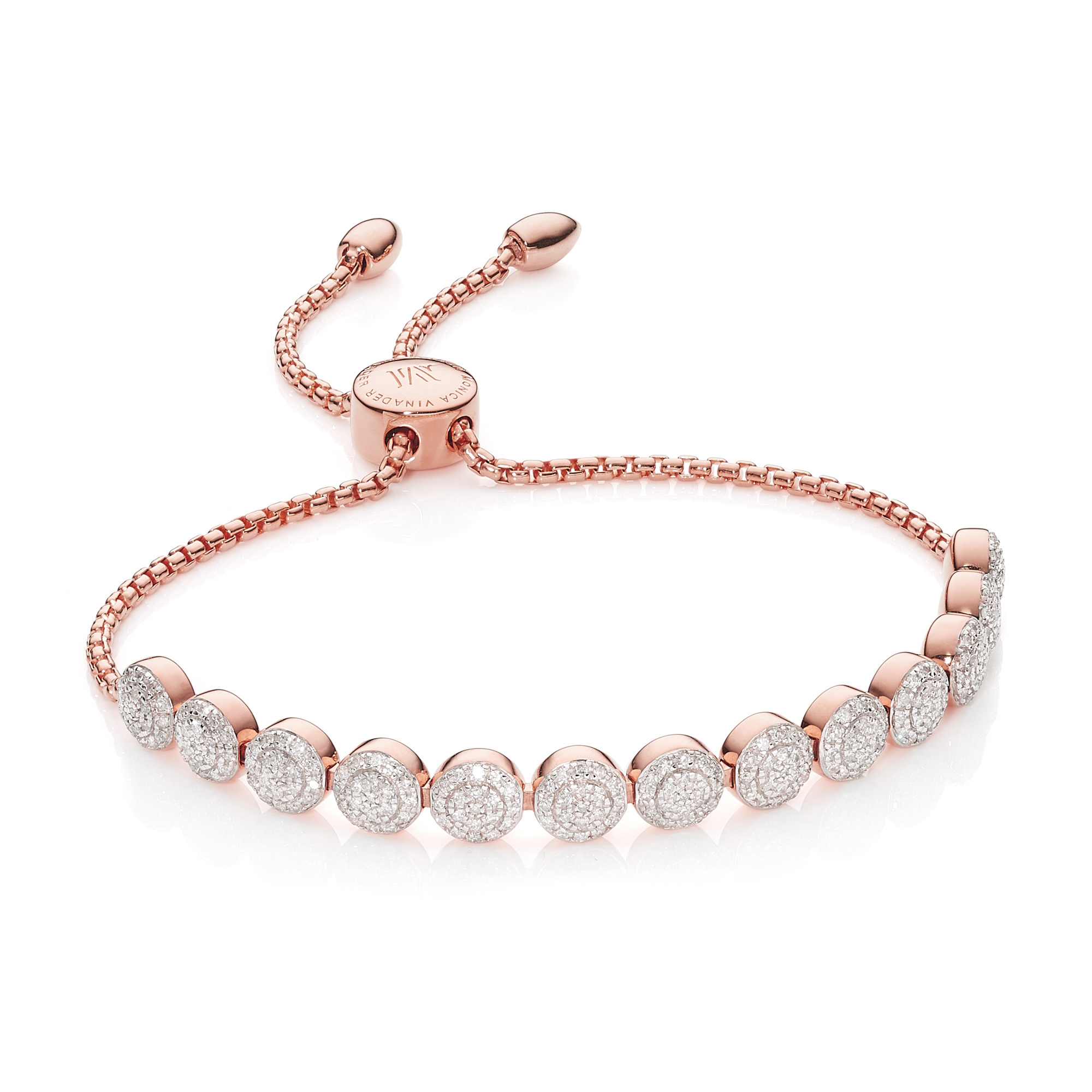 Fiji Mini Button Friendship Chain Bracelet in 18k Rose Gold