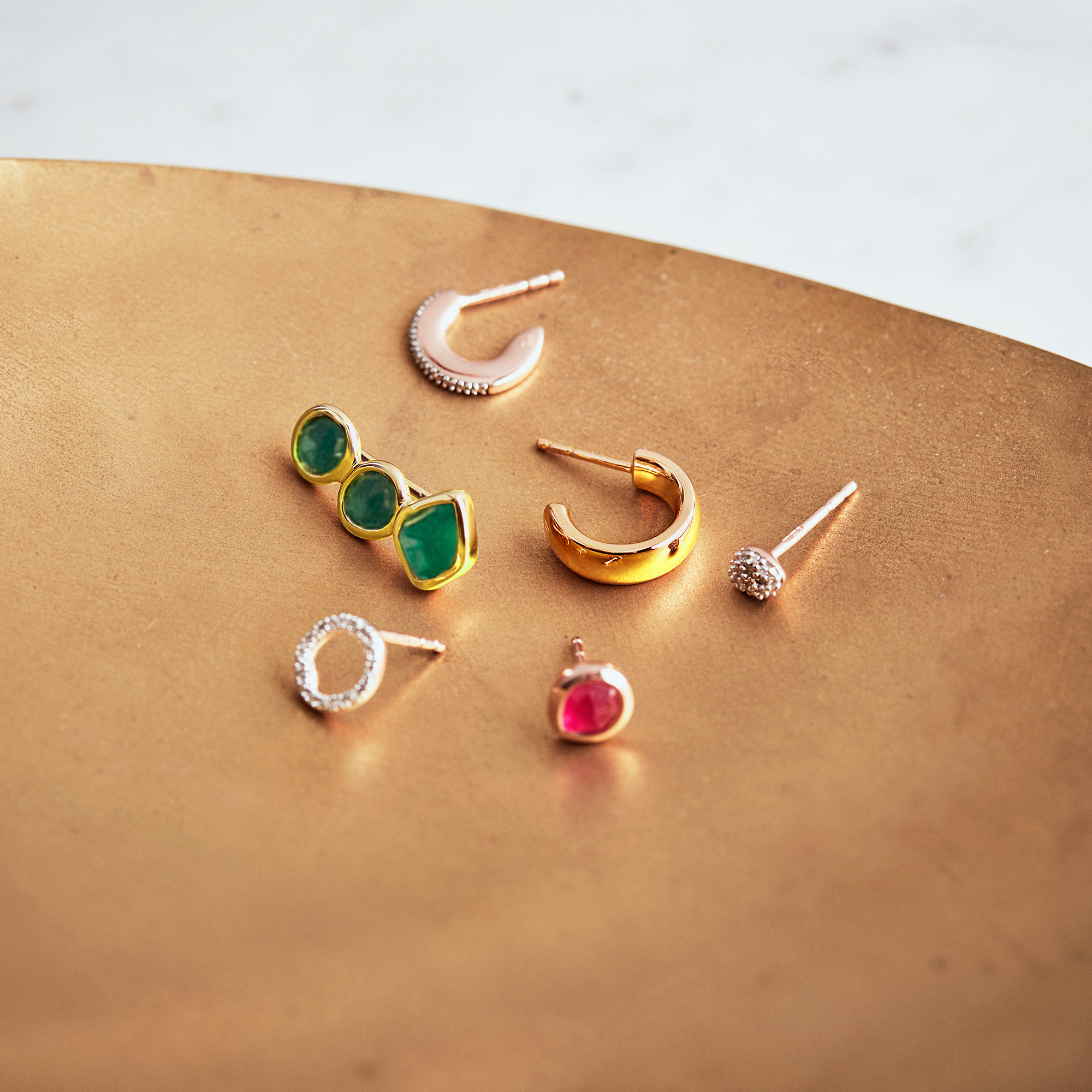 Riva Diamond Circle Stud Earrings in 18ct Rose Gold Vermeil on Sterling Silver with Diamond