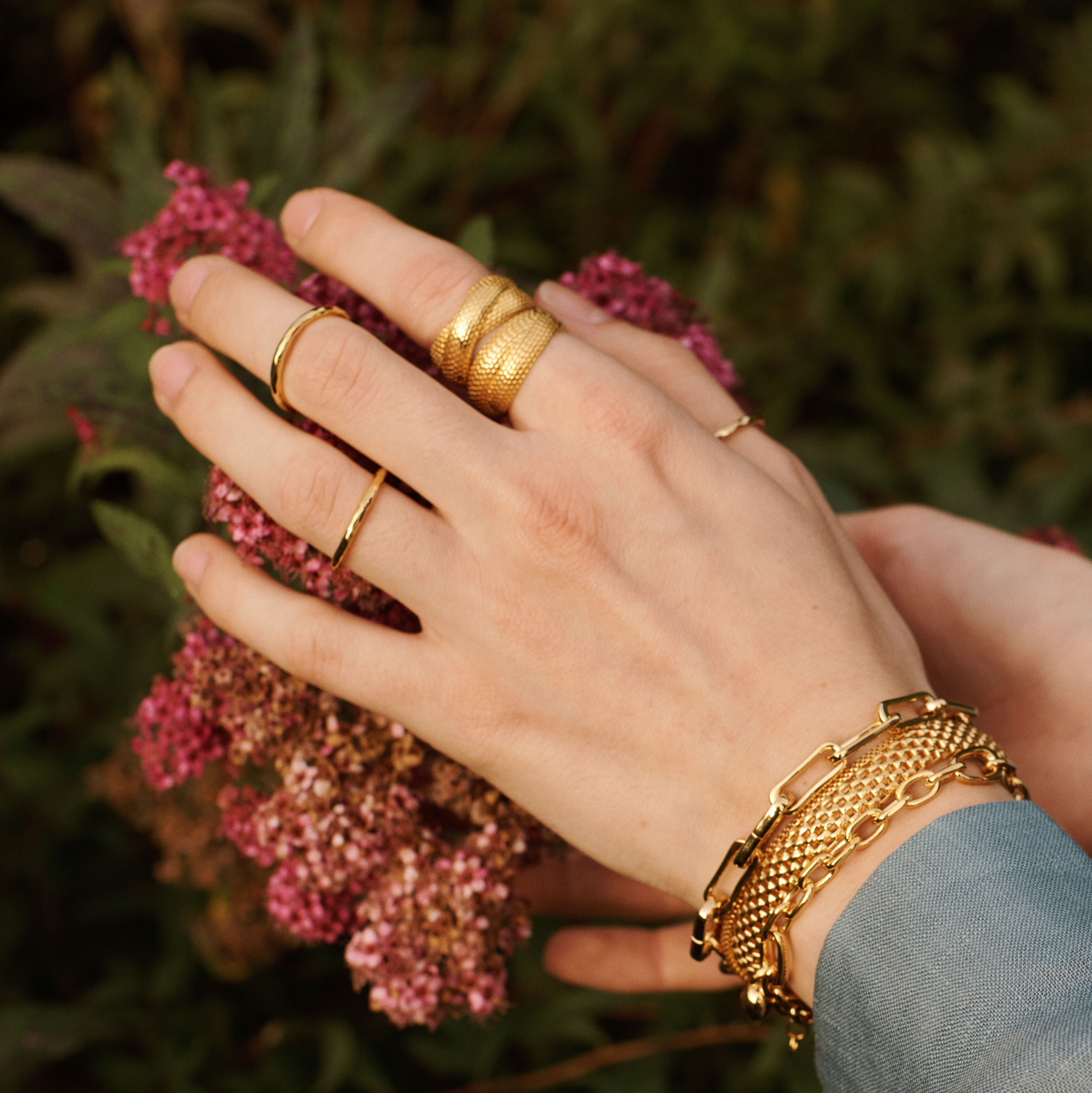 Siren Hammered Ring In 18ct Gold Vermeil On Sterling Silver Jewellery By Monica Vinader
