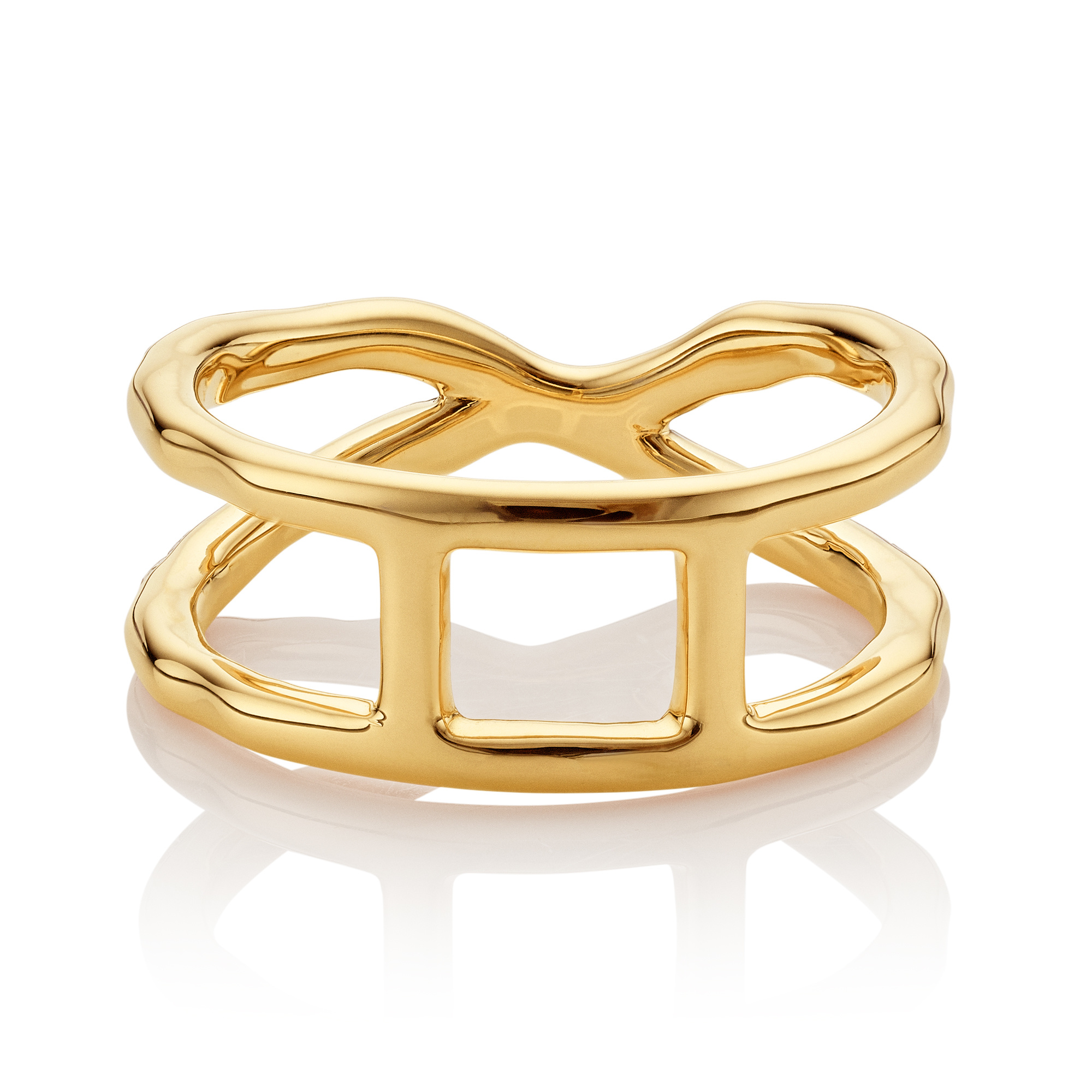 Riva Wave Cross Ring in 18k Gold Vermeil on Sterling Silver and