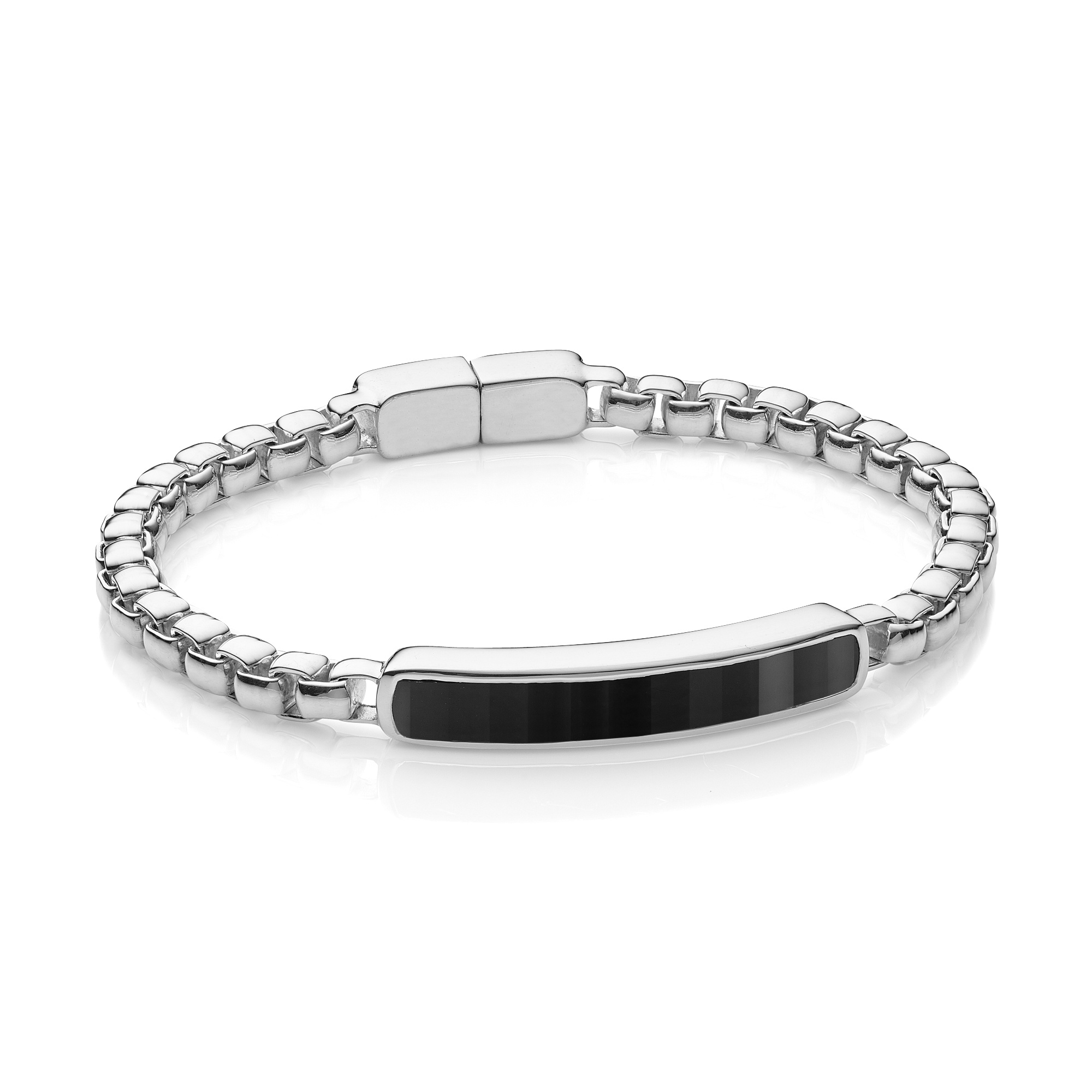 Baja Men's Large Bracelet in Sterling Silver and Black Onyx