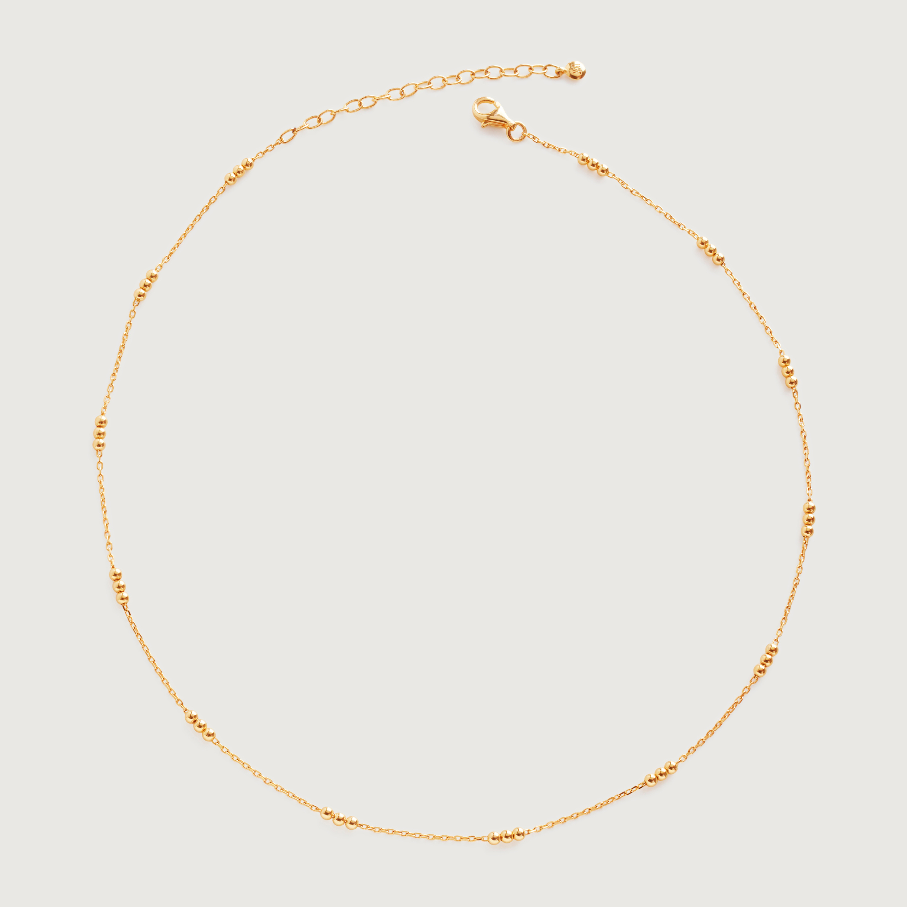 Triple Beaded Chain Necklace 14-16' in 18k Gold Vermeil on