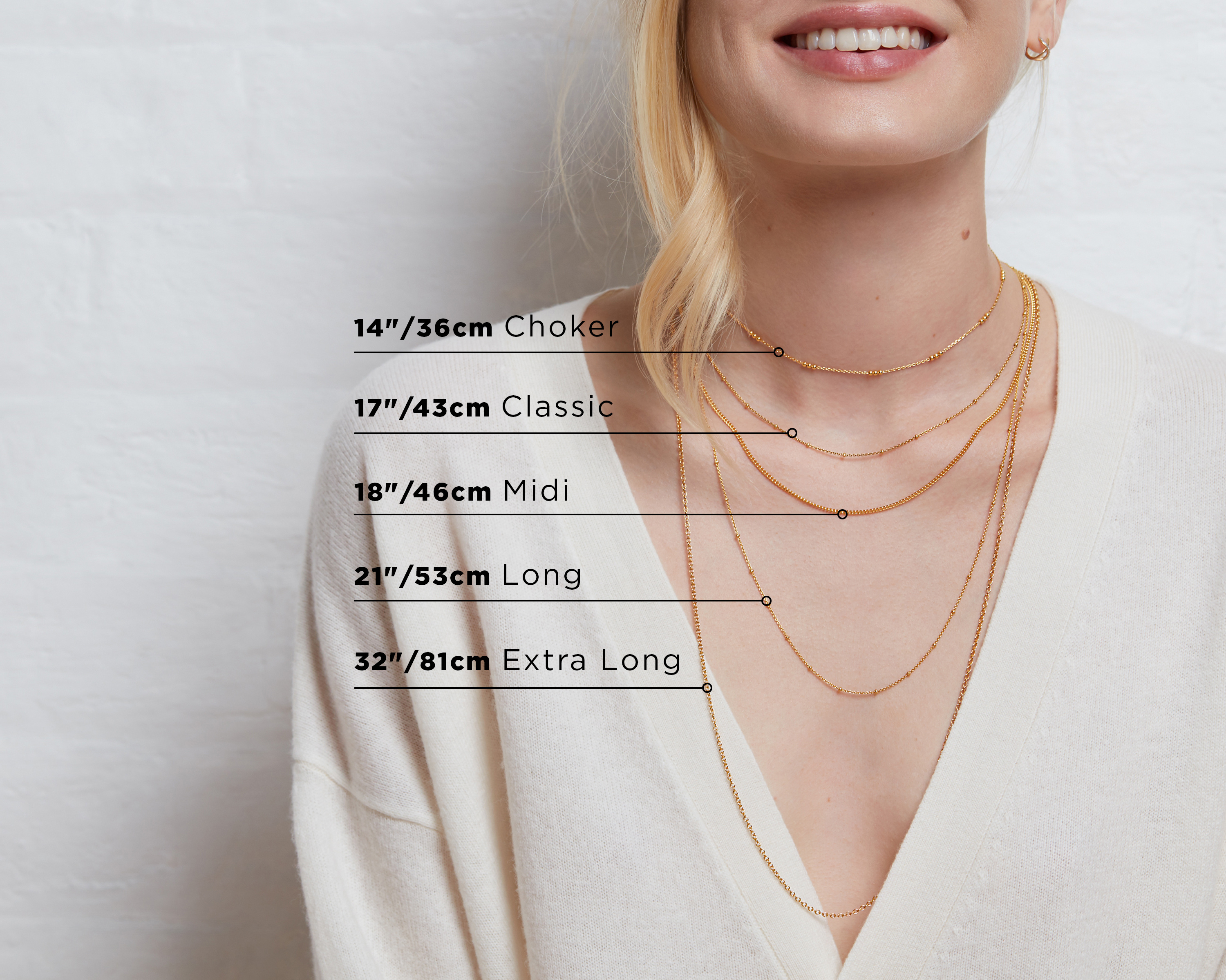 Triple Beaded Chain Necklace 46cm-50cm 