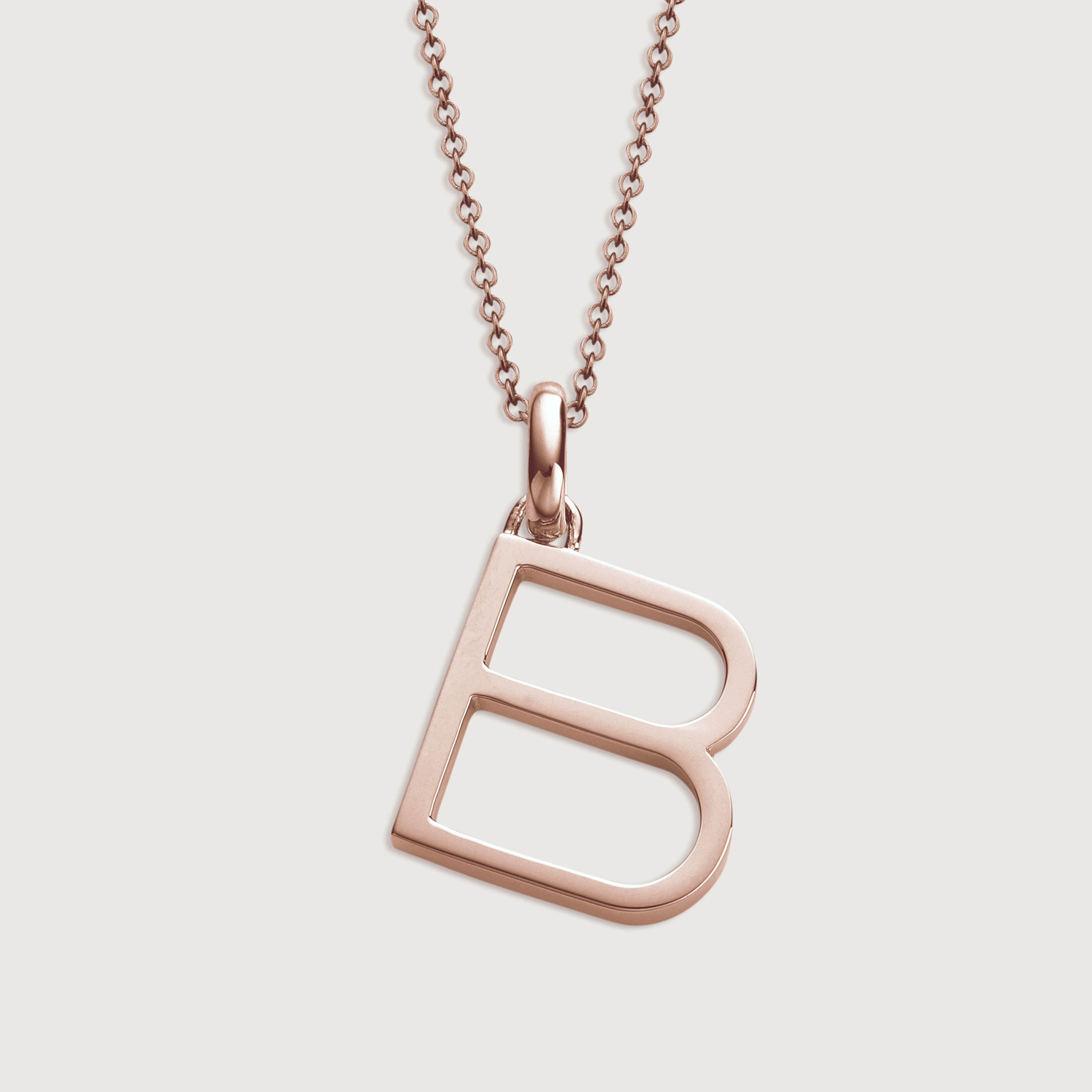 Alphabet B Pendant Charm in 18ct Rose 