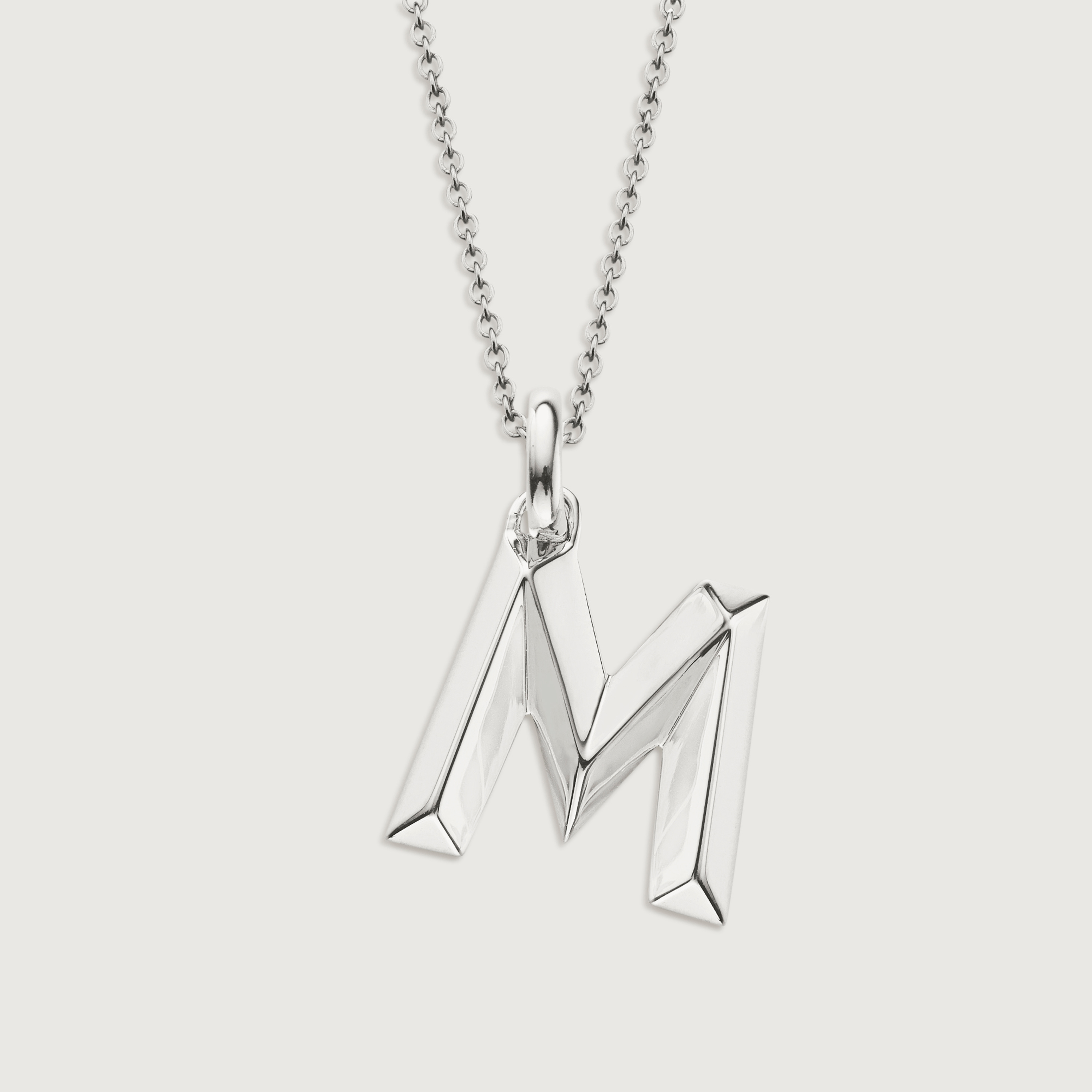 Alphabet M Pendant Charm in Sterling 