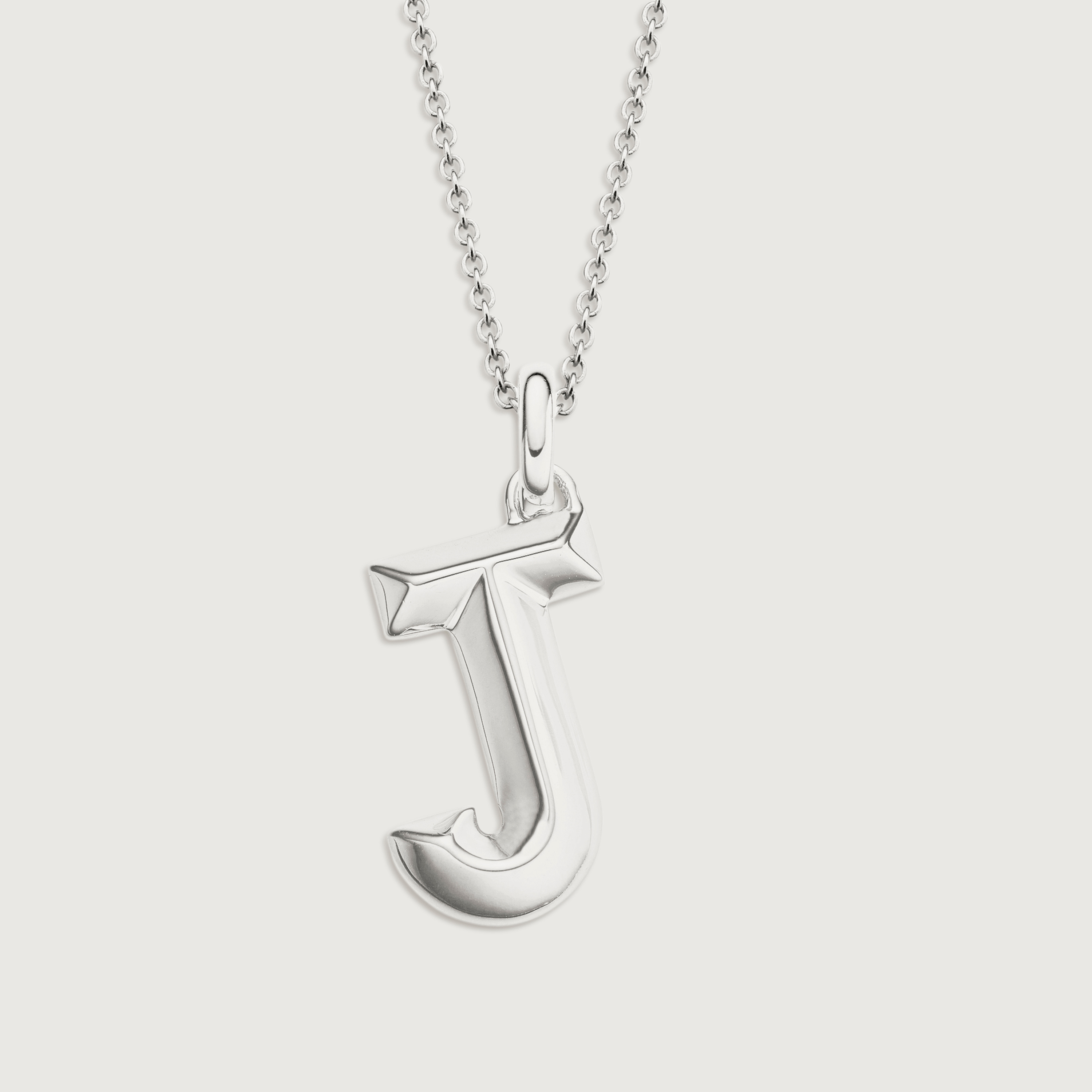 Alphabet J Pendant Charm in Sterling 