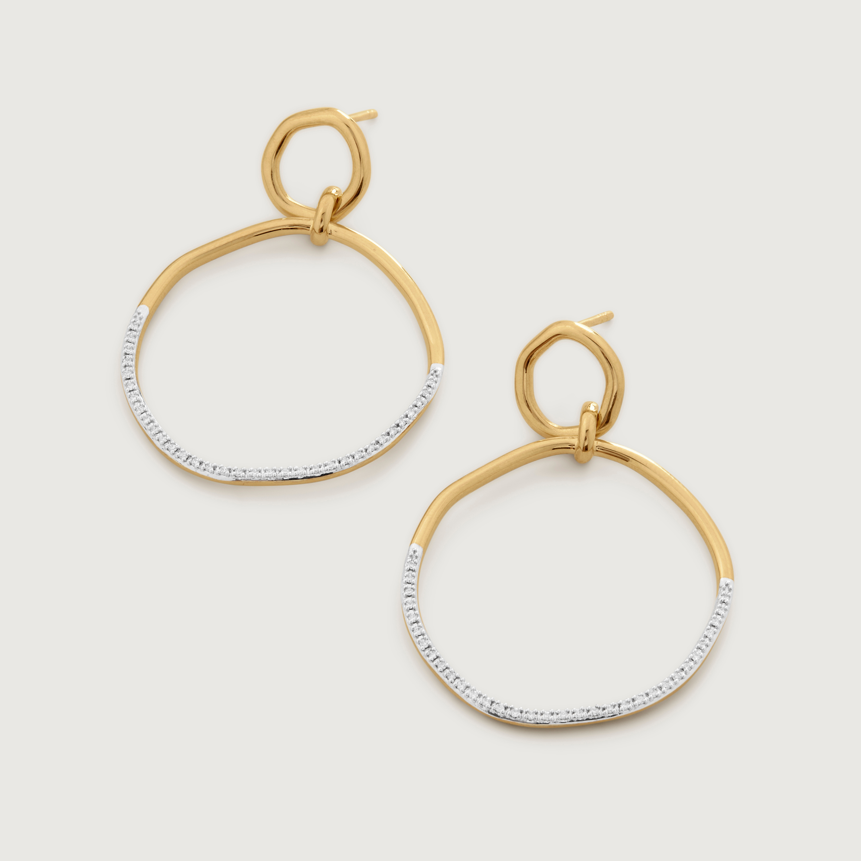 Rammer.ひな祭り.silver. gold.ゴールド18K Riva Diamond Ripple Cocktail Earrings in 18k Gold Vermeil on