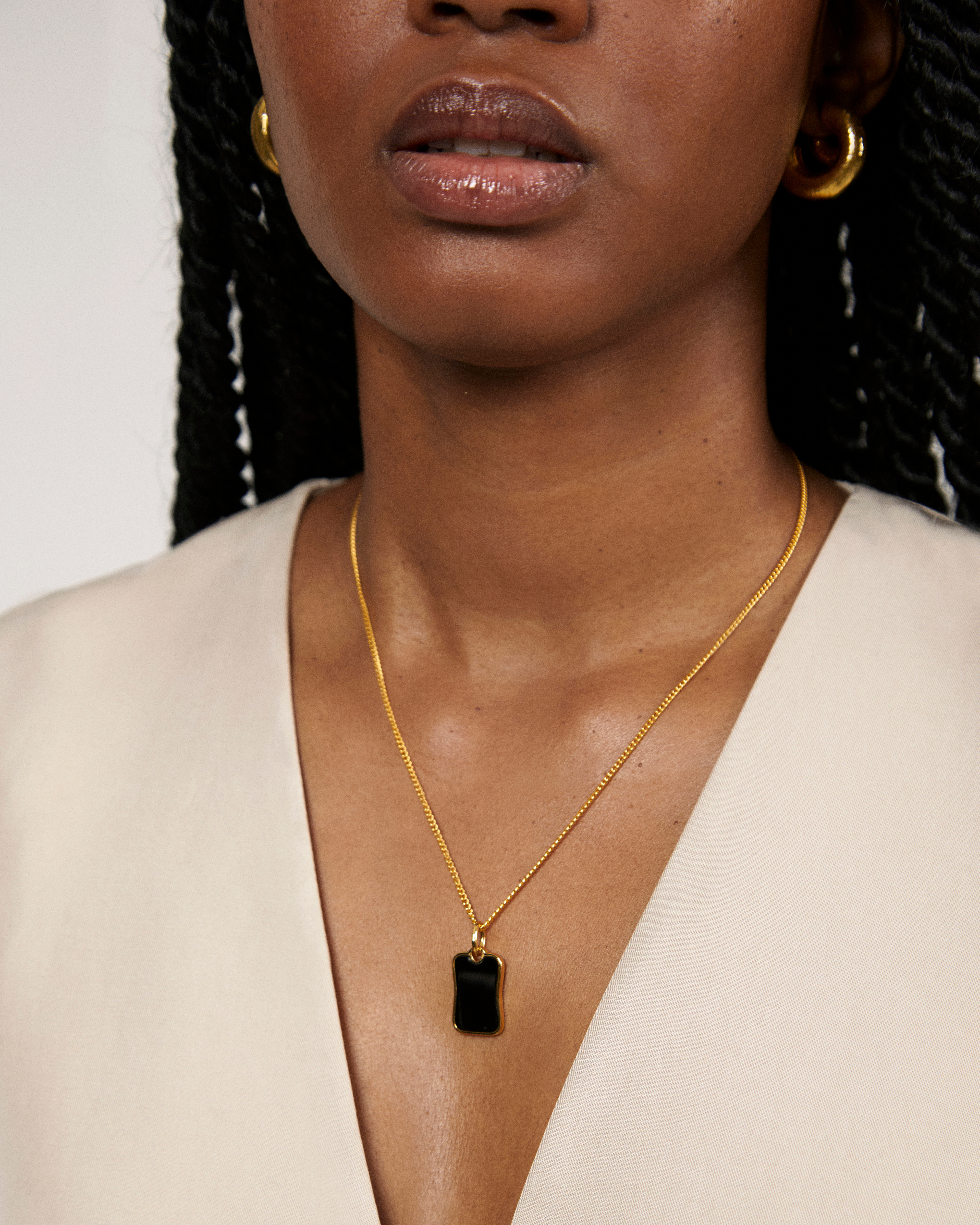 Havana ID Black Onyx Gemstone Curb Chain Necklace | Jewellery Sets 