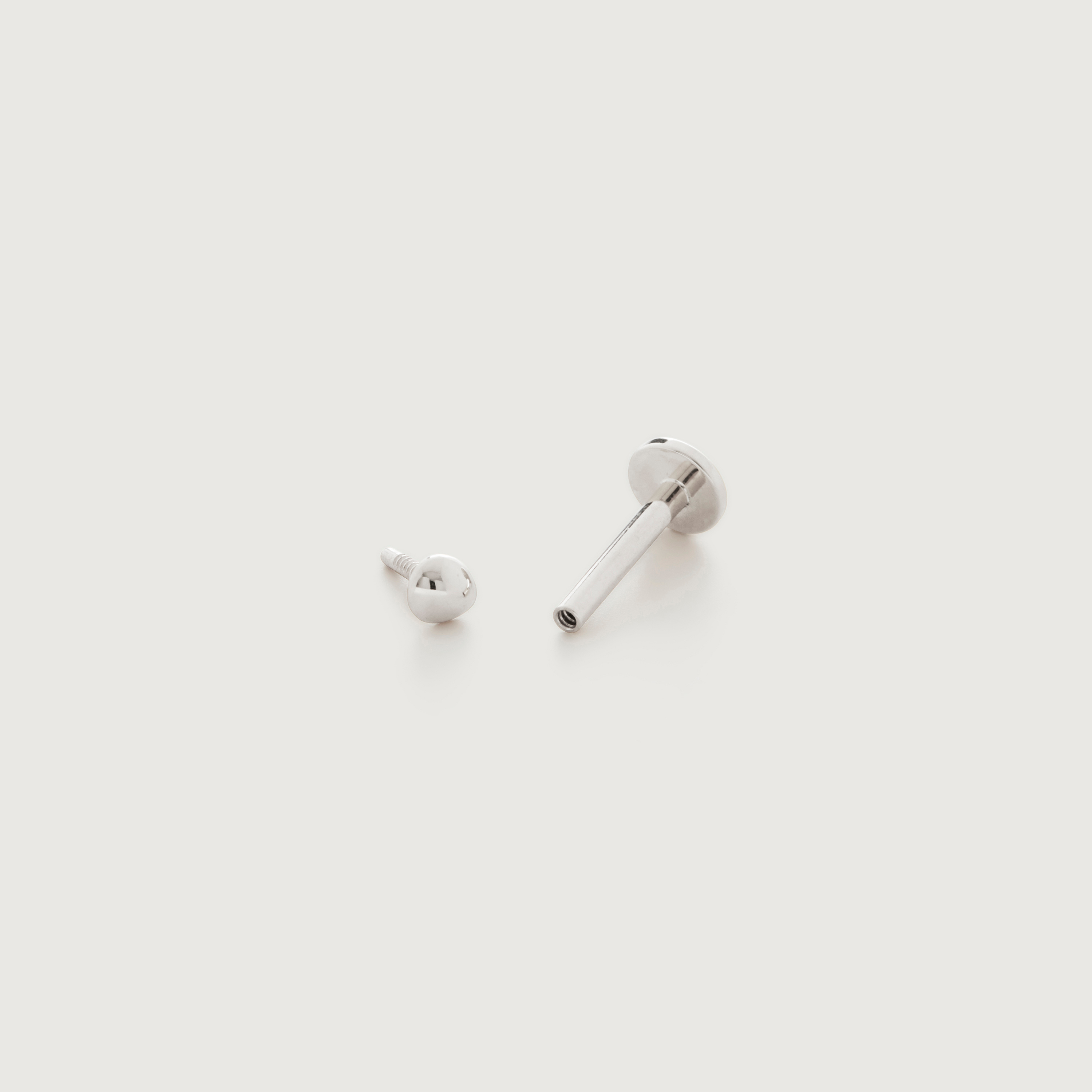 Nura Mini Nugget Flat Back Piercing Stud in 14k Solid White Gold