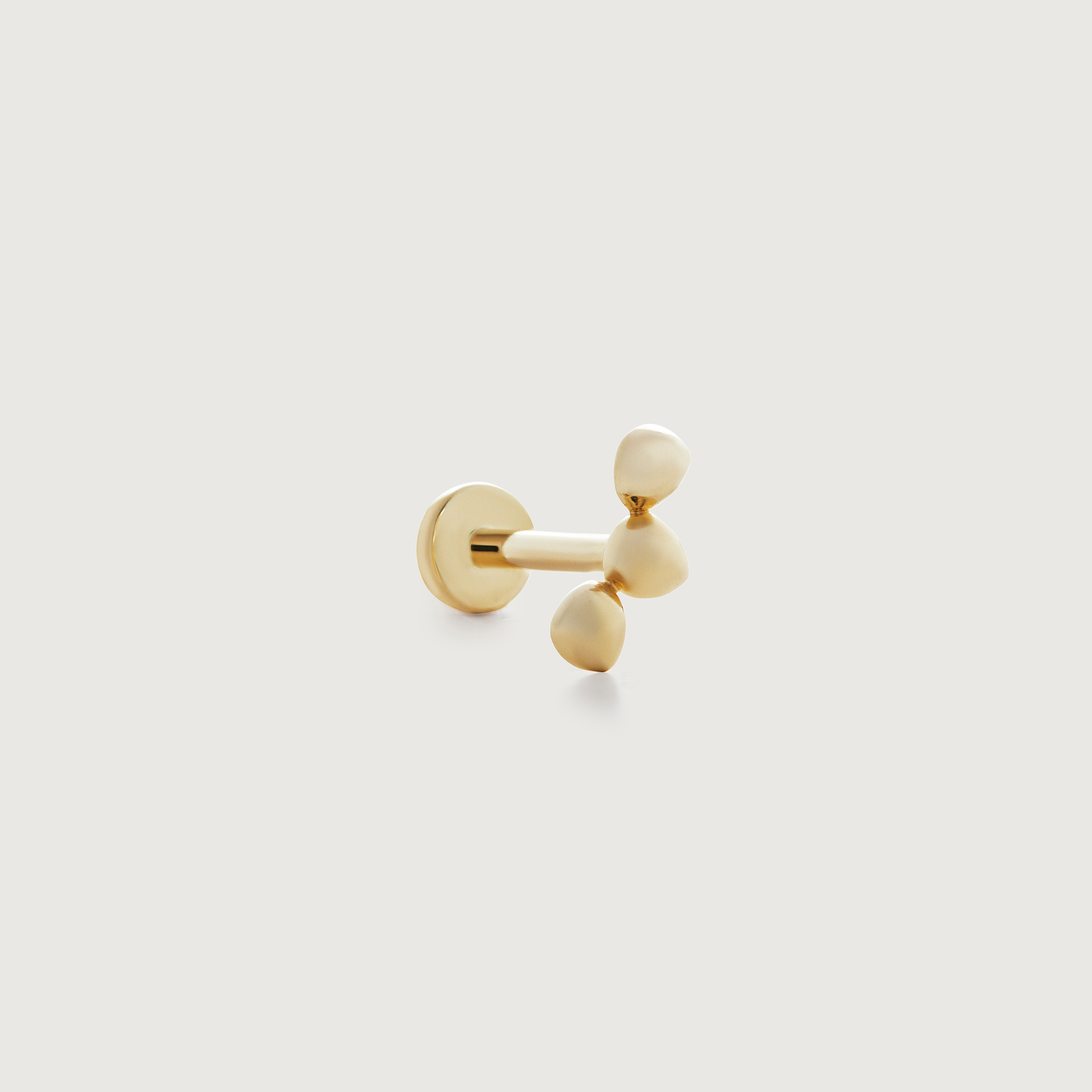 Mini Nugget Cluster Flat Back Piercing Stud in 14k Solid Gold