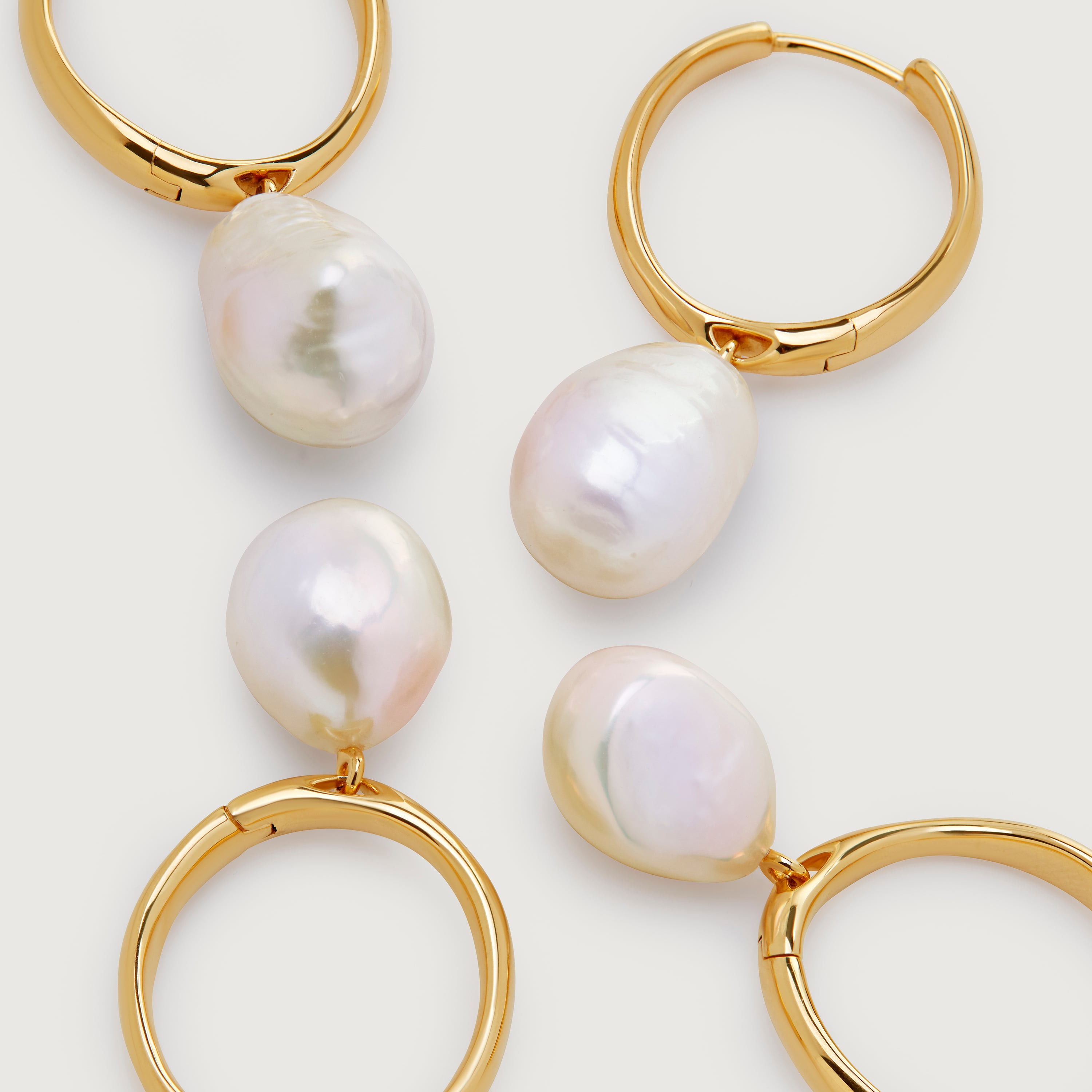 Nura Reef Baroque Pearl Large Hoop Earrings in 18k Gold Vermeil on