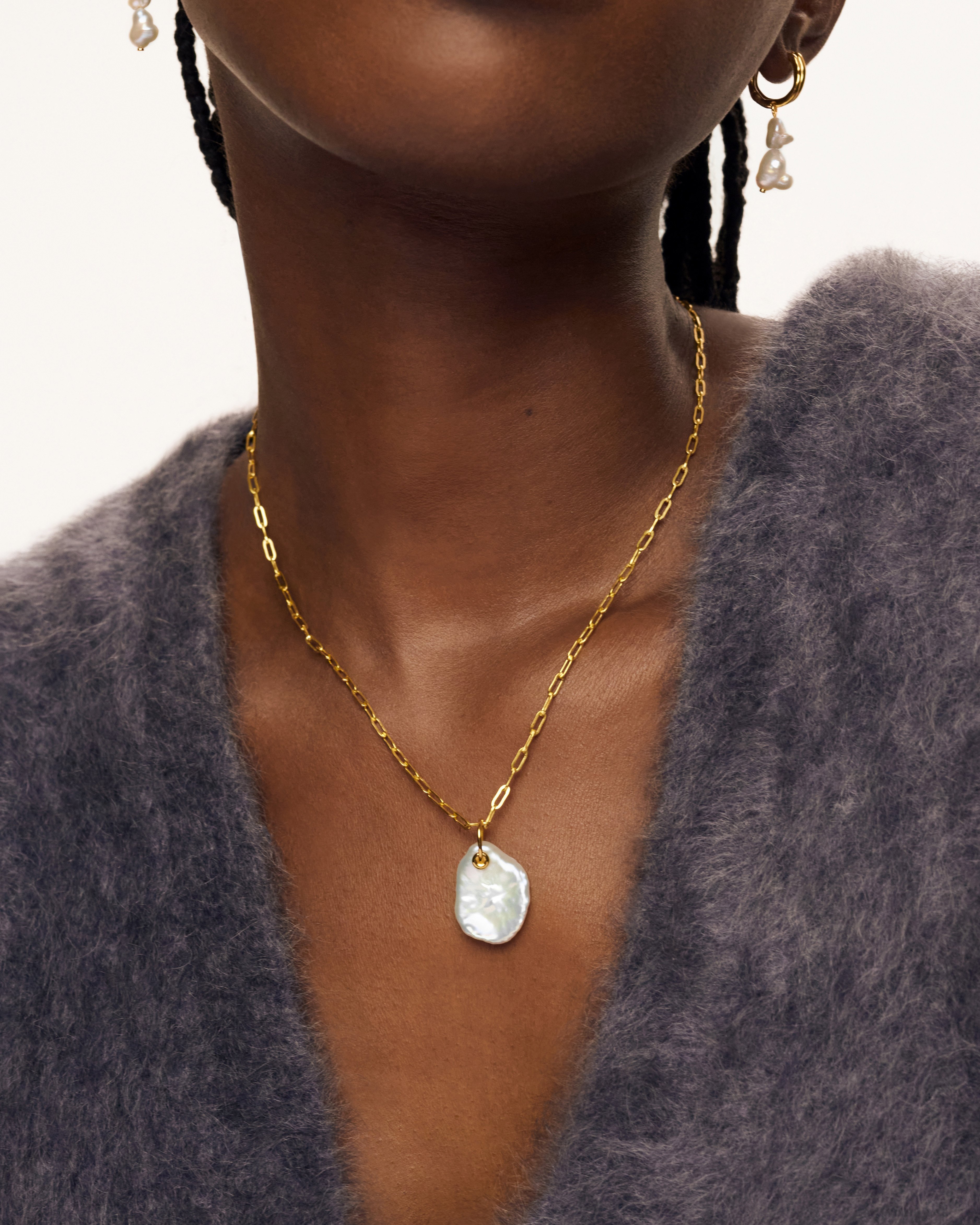 One of a Kind Medium Keshi Pearl Pendant Charm in 18k Gold Vermeil