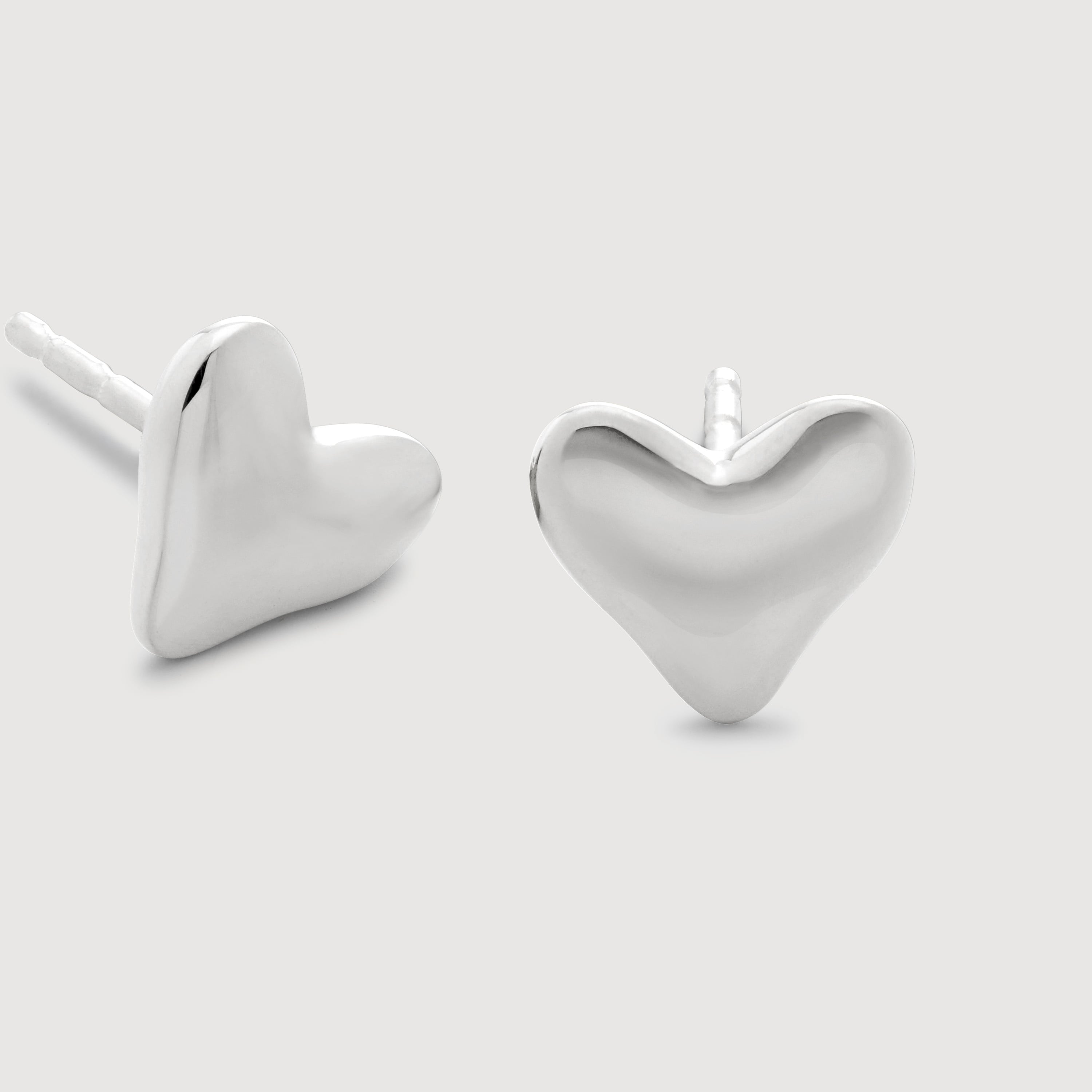 Heart Stud Earrings in Sterling Silver | Jewellery by Monica