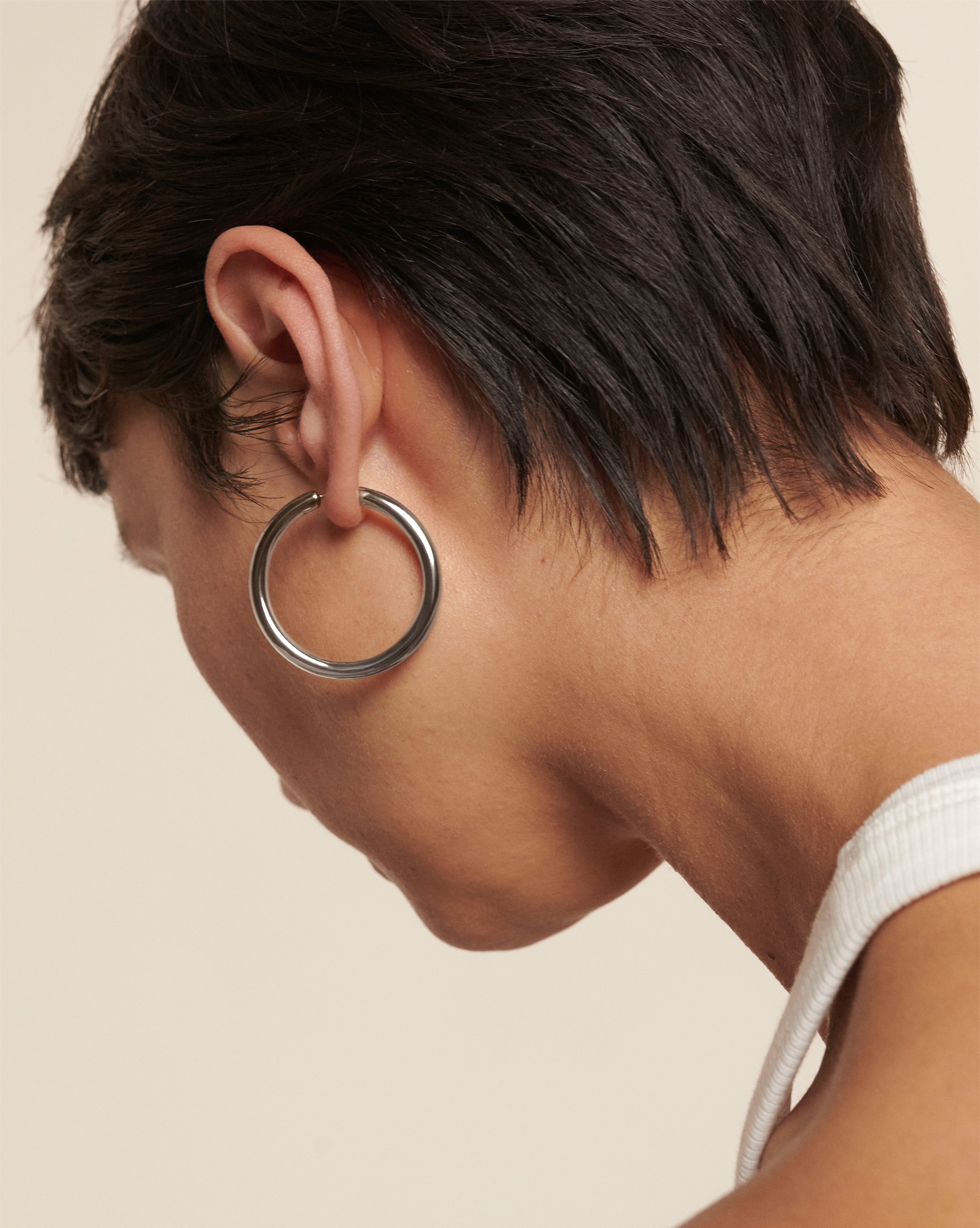 Essential Click Large Hoop Earrings in Sterling Silver | Jewellery