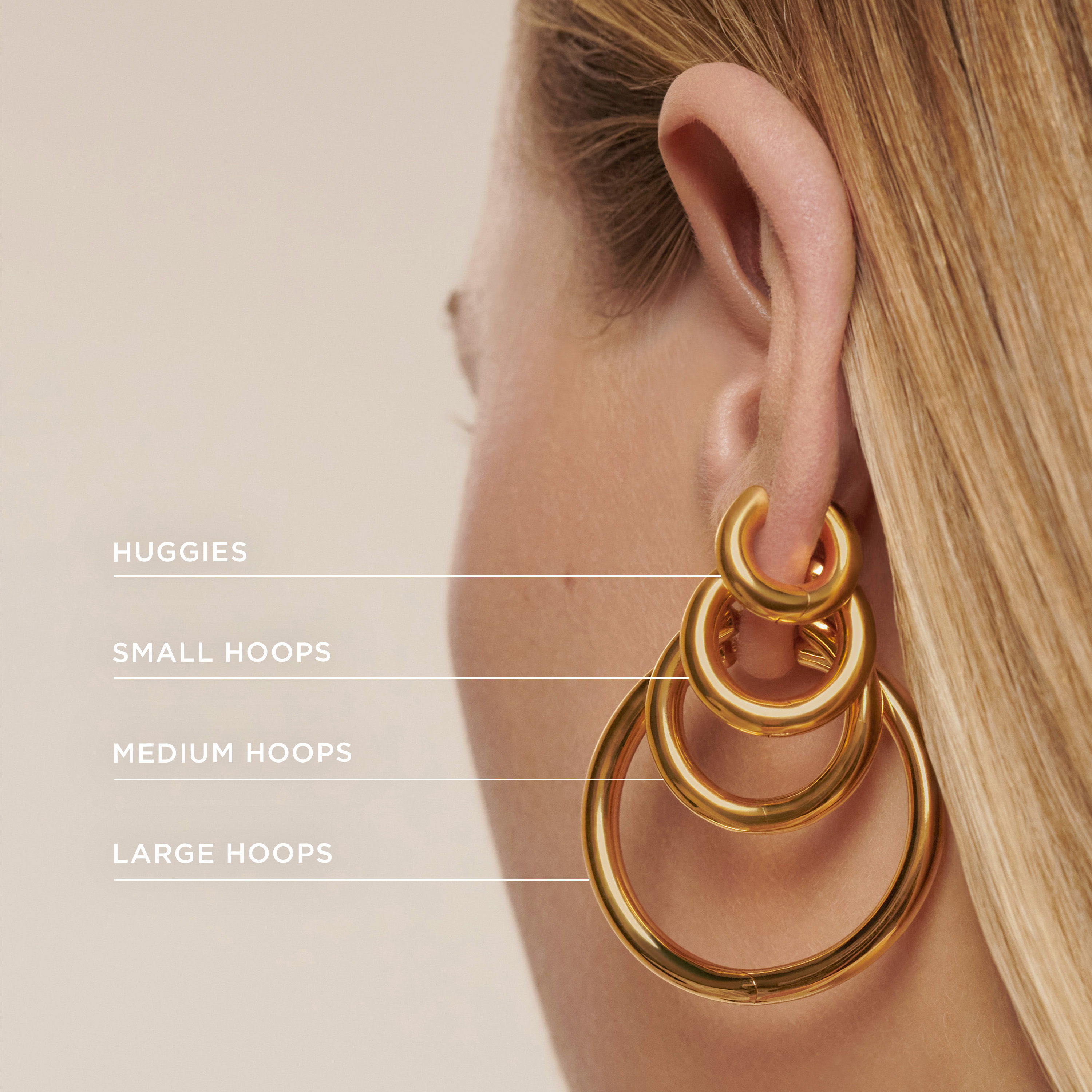 Click Medium Hoop Earrings in 18k Gold Vermeil on Sterling Silver