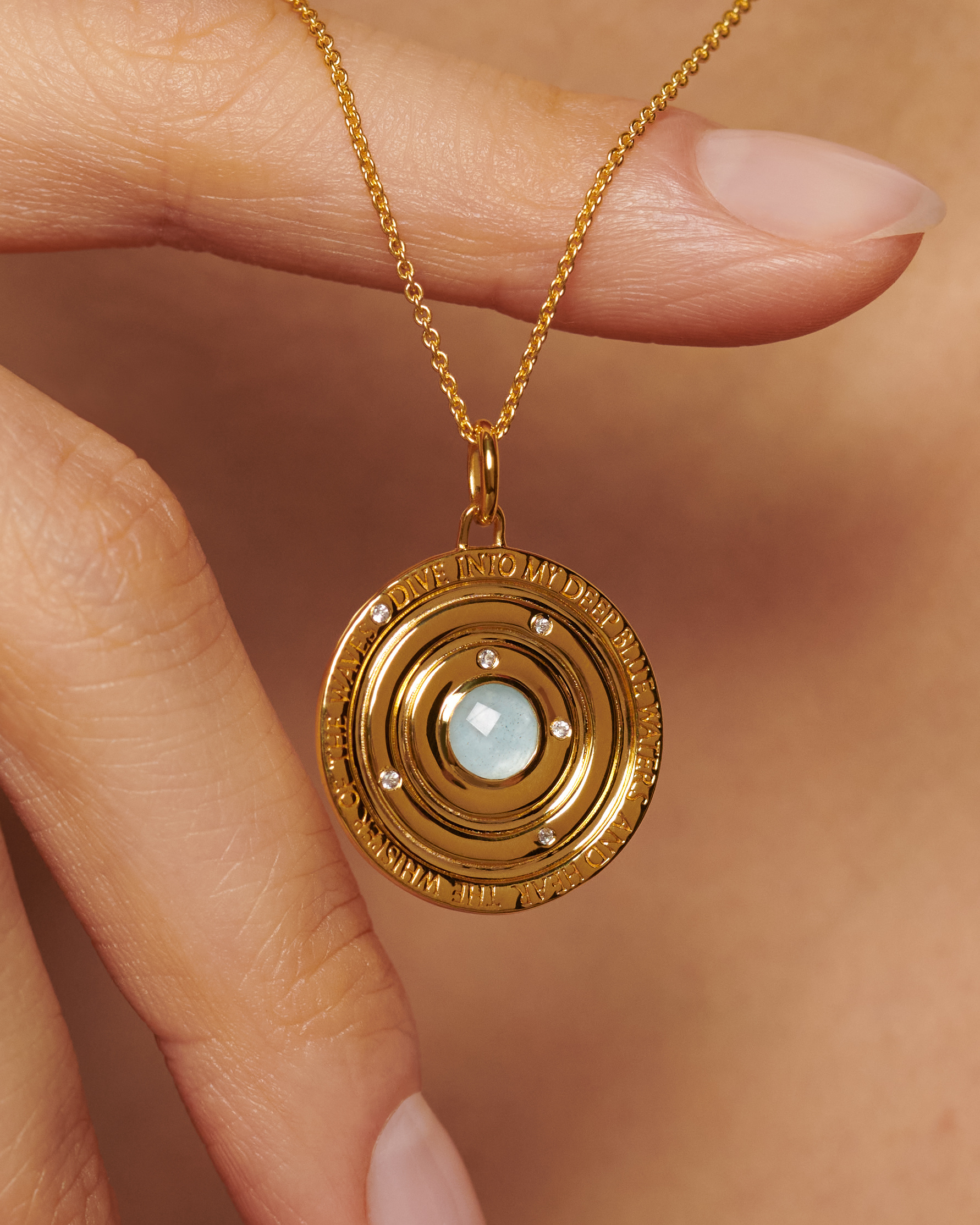 Ocean Pendant Charm in 18k Gold Vermeil on Sterling Silver and