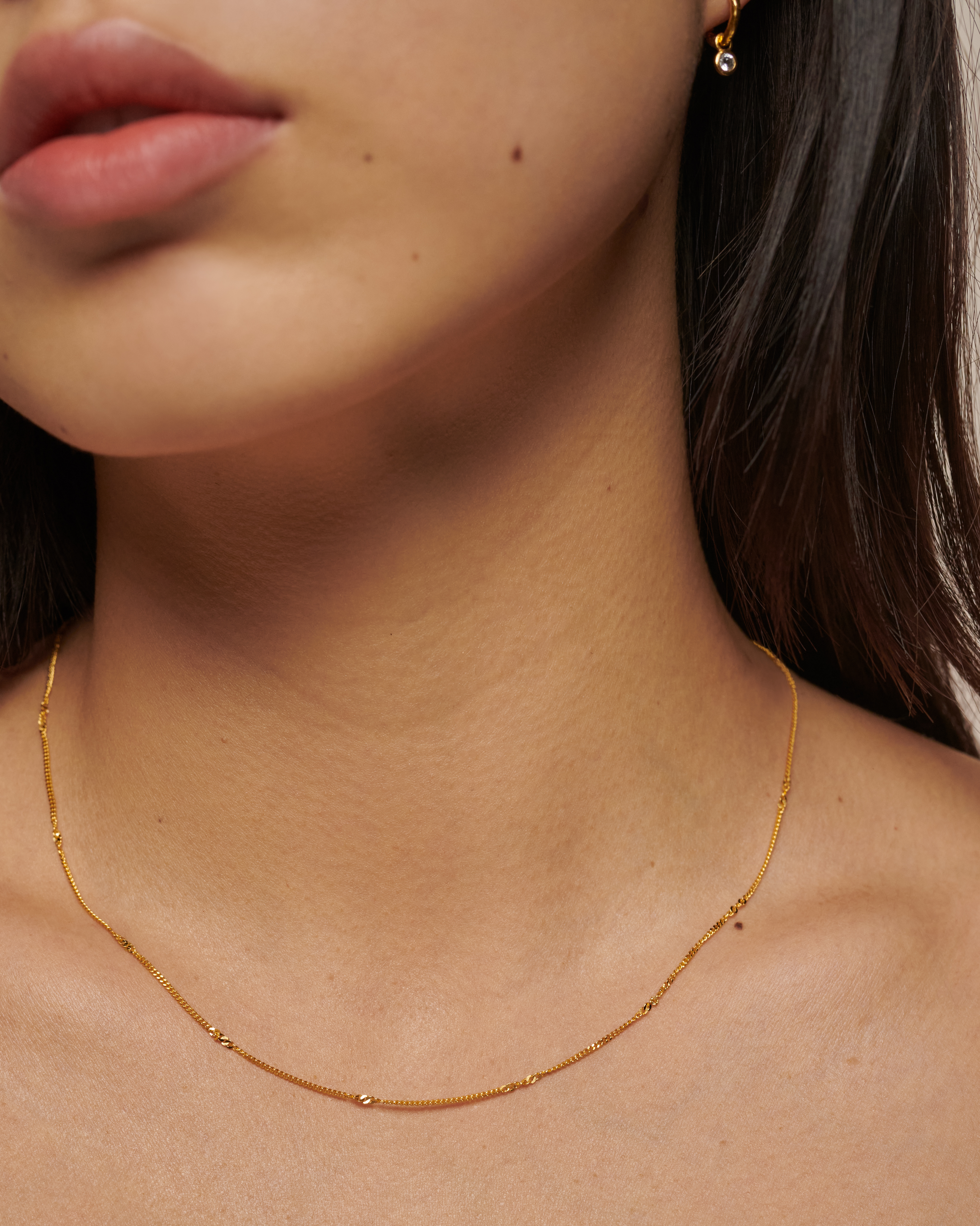 Curb Twist Necklace Adjustable 41-46cm/16-18' in 18k Gold