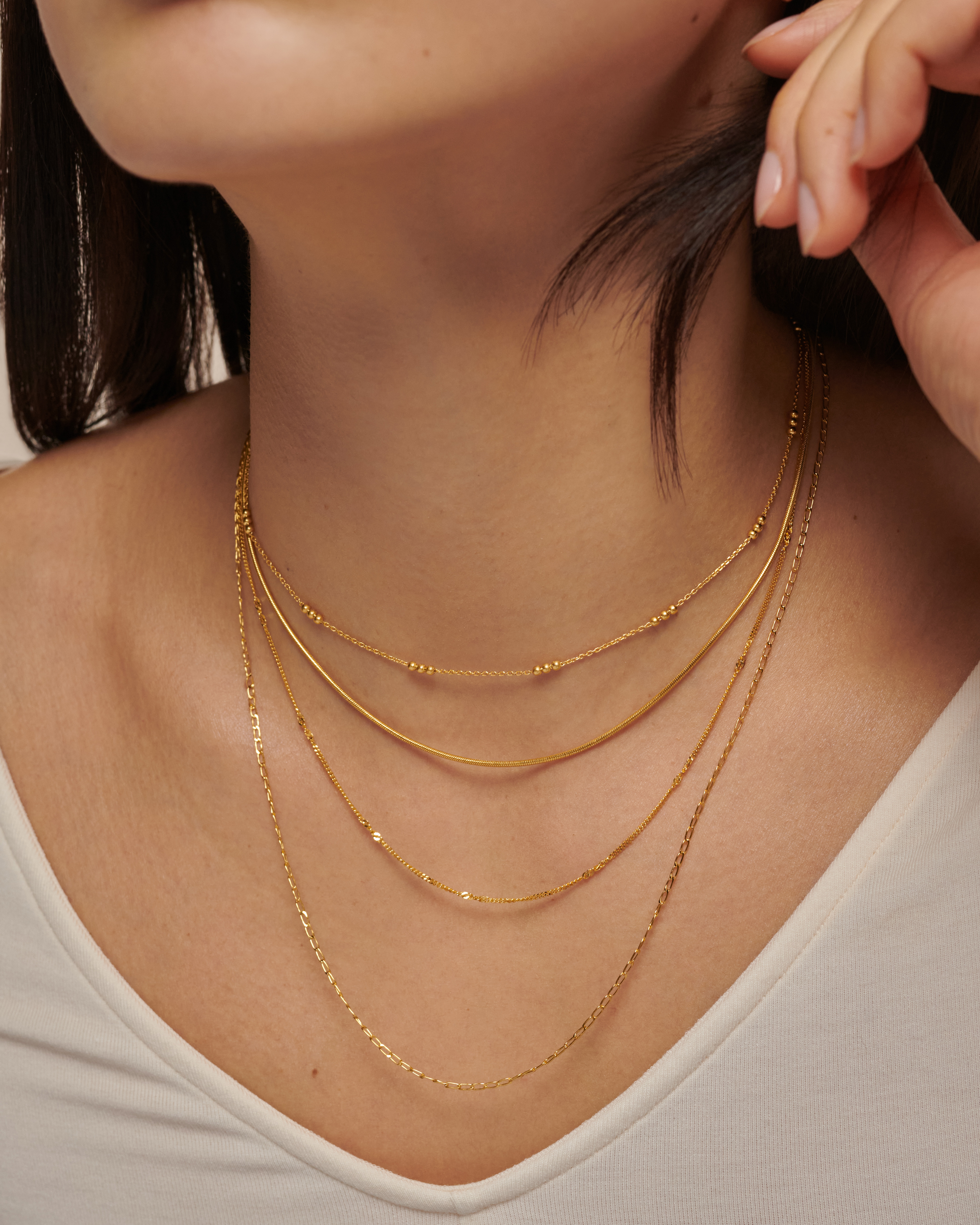 Open Link Necklace Adjustable 51-56cm/20-22' in 18k Gold