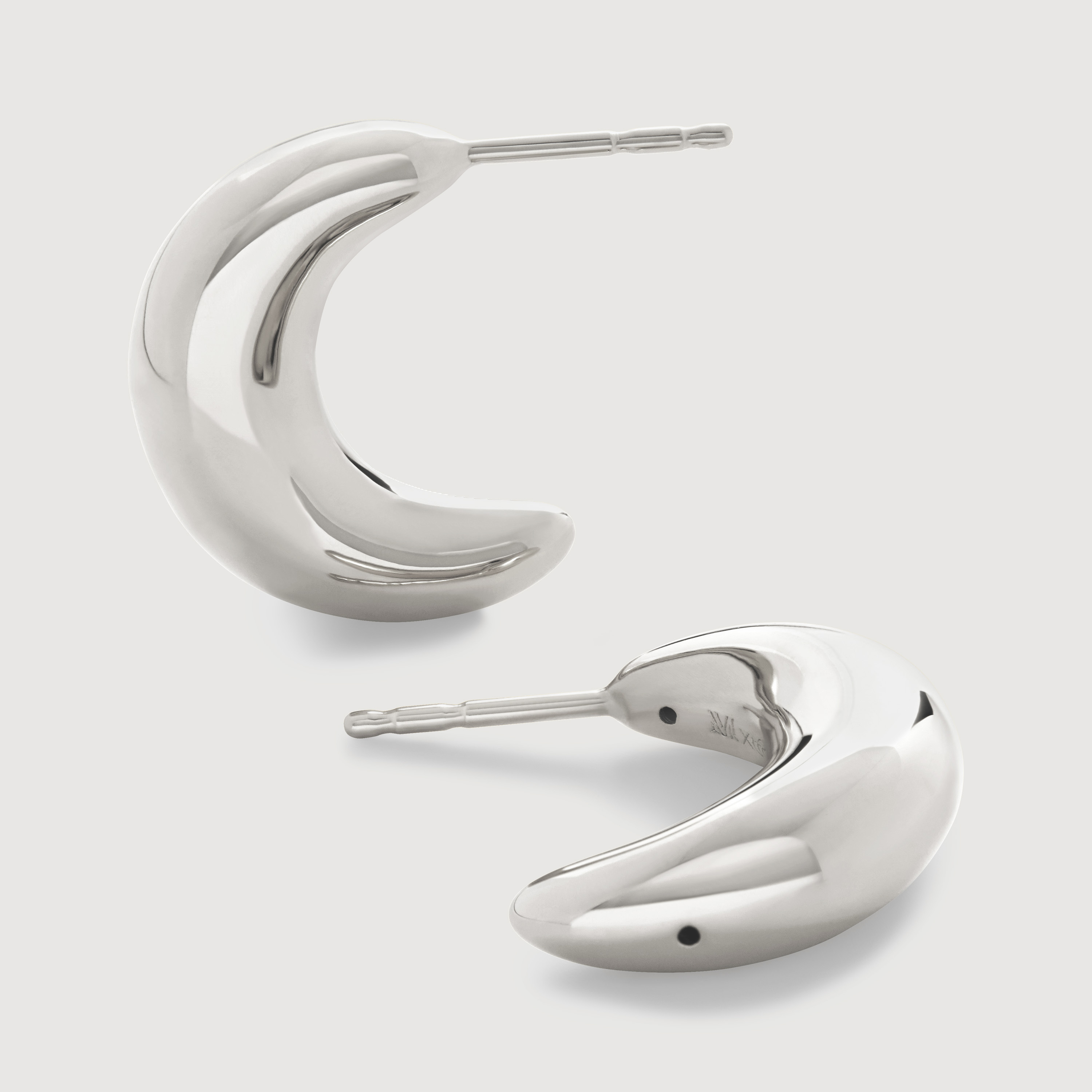 Crescent Moon Medium Hoop Earrings in Sterling Silver | Jewellery