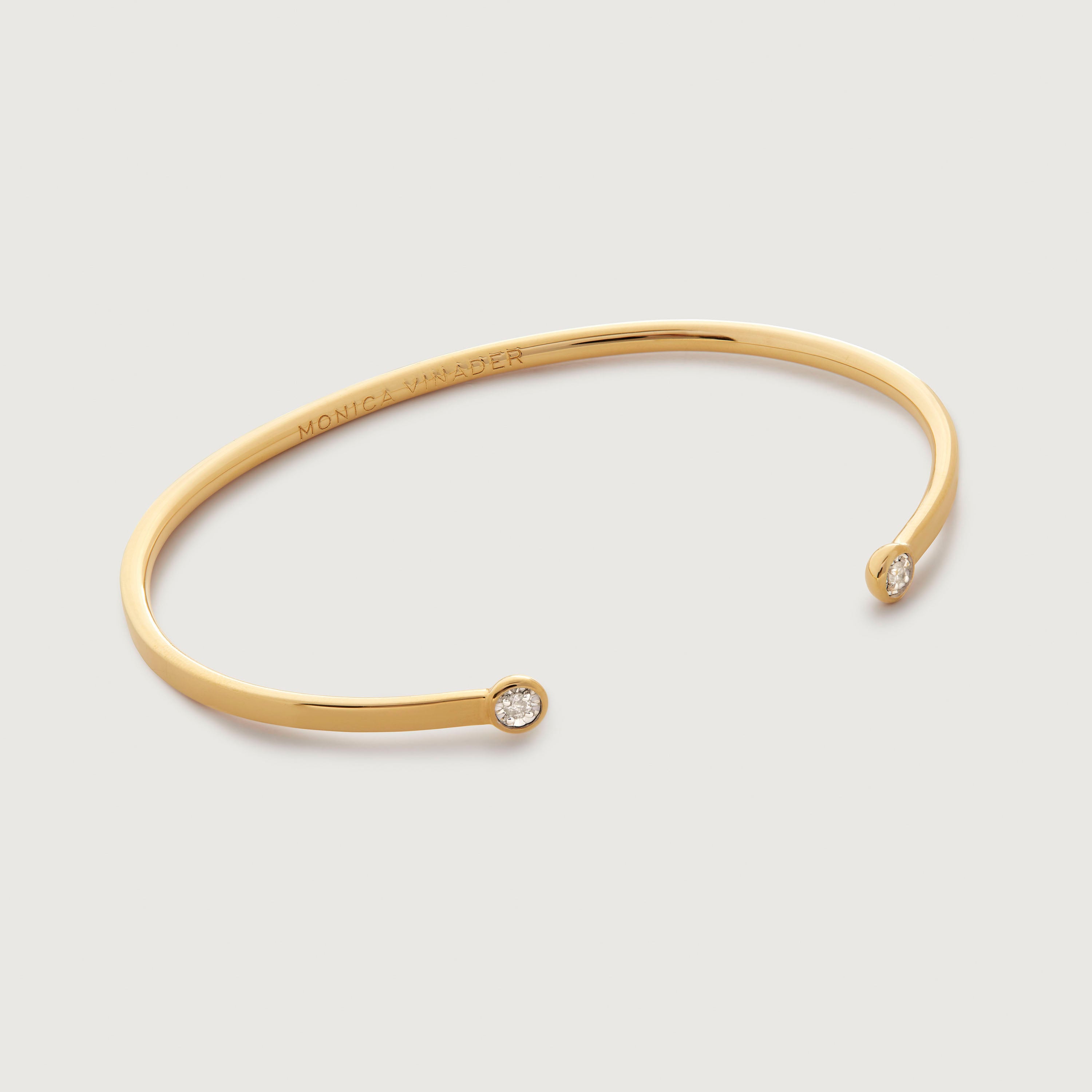 Lab Grown Diamond Solitaire Cuff in 18k Gold Vermeil on Sterling