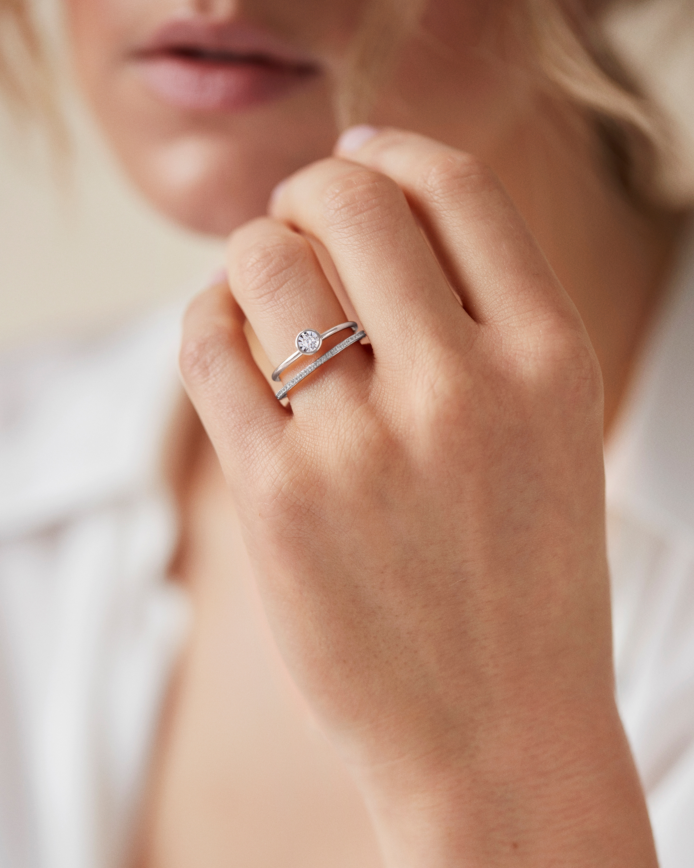 Lab Grown Diamond Solitaire Ring in Sterling Silver and Lab Grown