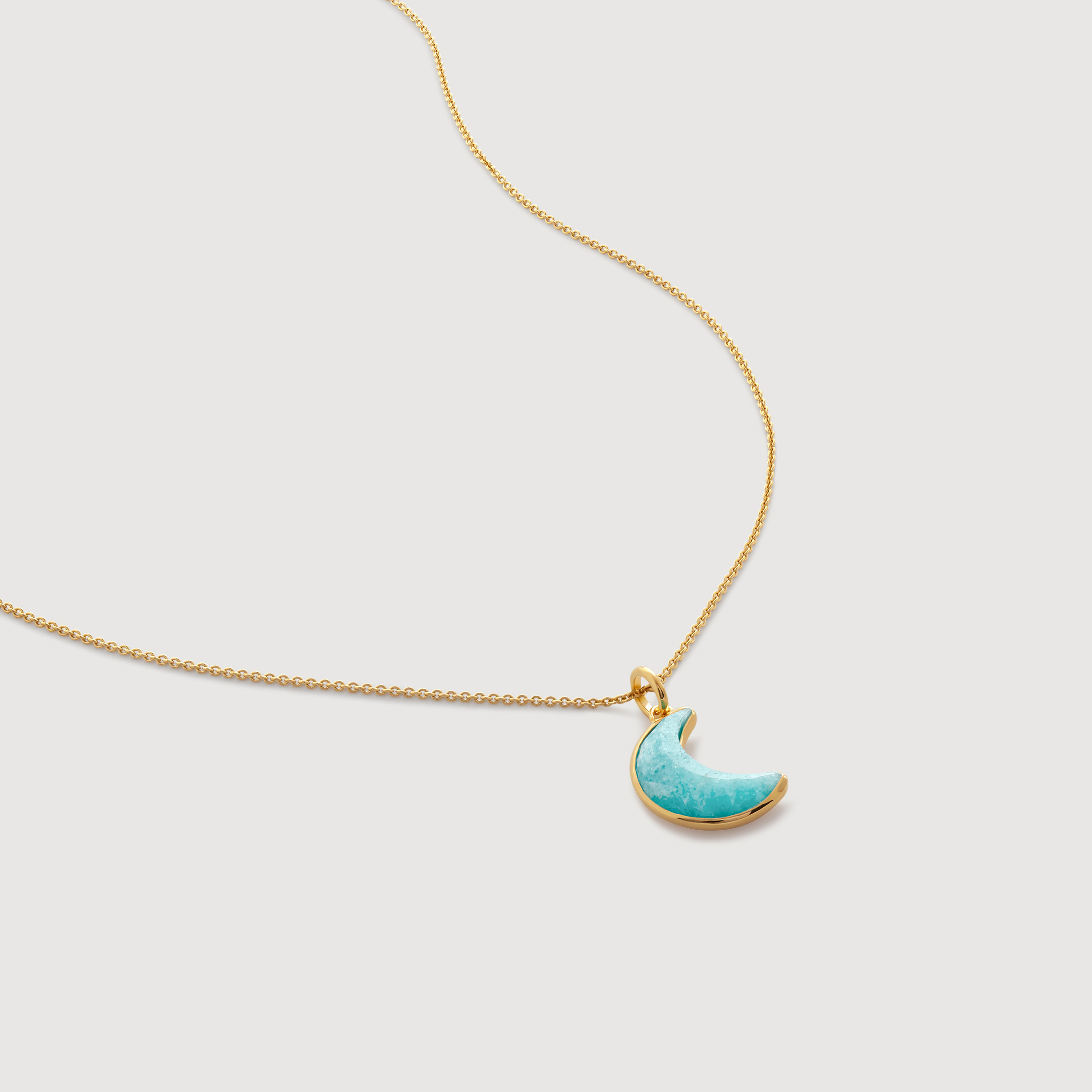 Crescent Moon Gemstone Pendant Charm Fine Necklace Set | Jewellery