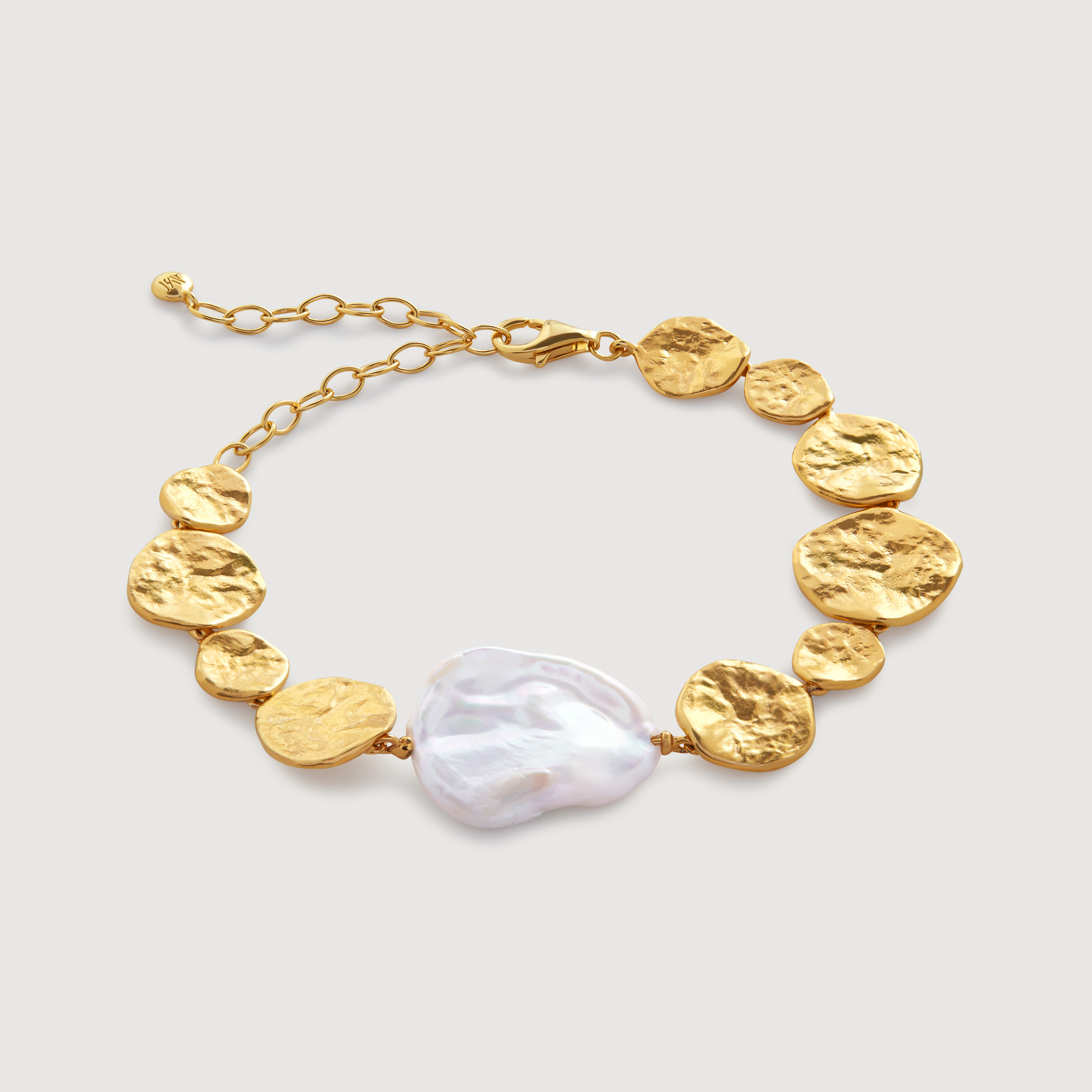 Capri Keshi Pearl Disc Bracelet in 18k Gold Vermeil on