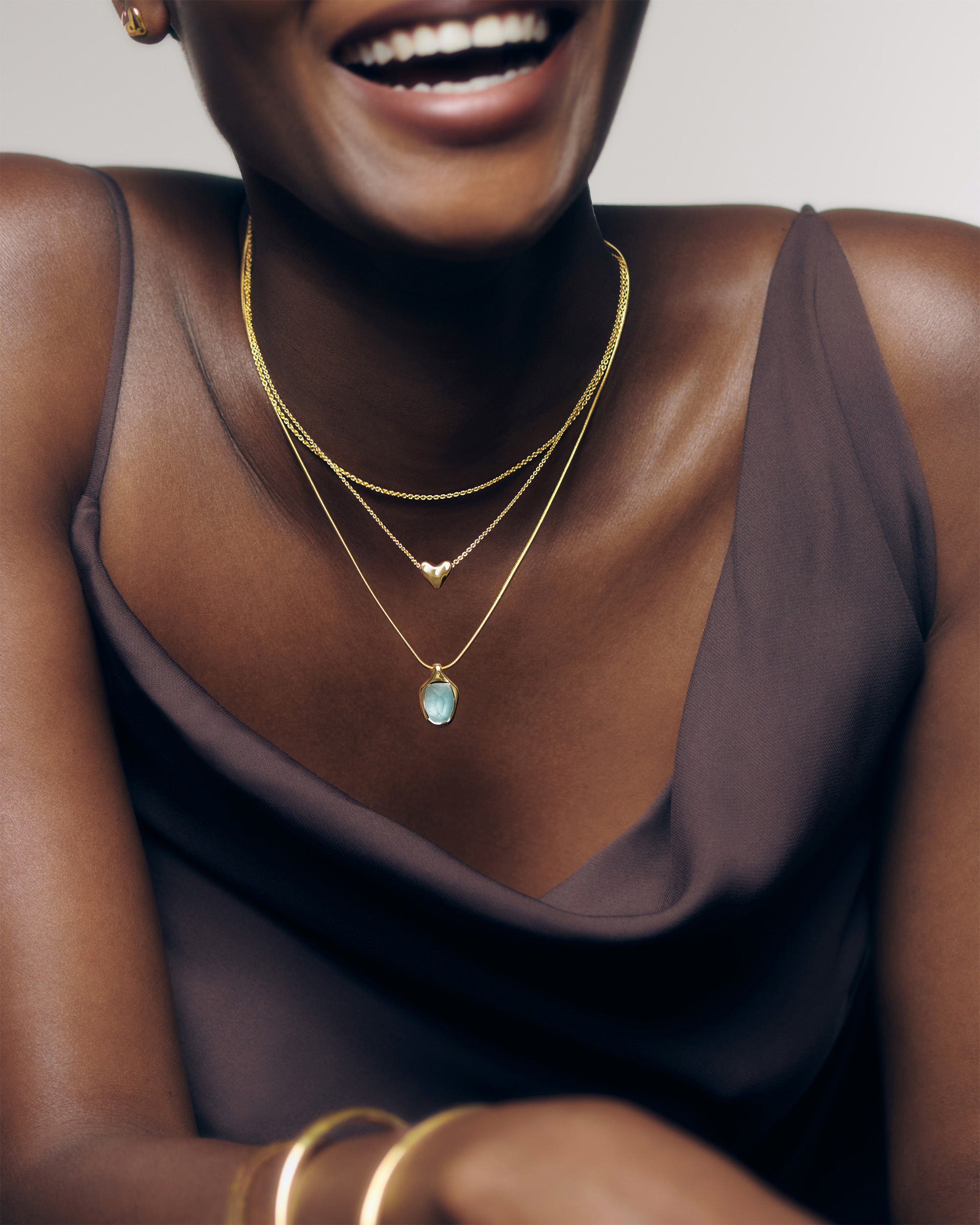 ネックレス・ペンダント MONIES SS20 COLLANA (24708A BLACK ACACIA FUXIA) Odyssey Gemstone Necklace Adjustable 41-46cm/16-18' in 18k
