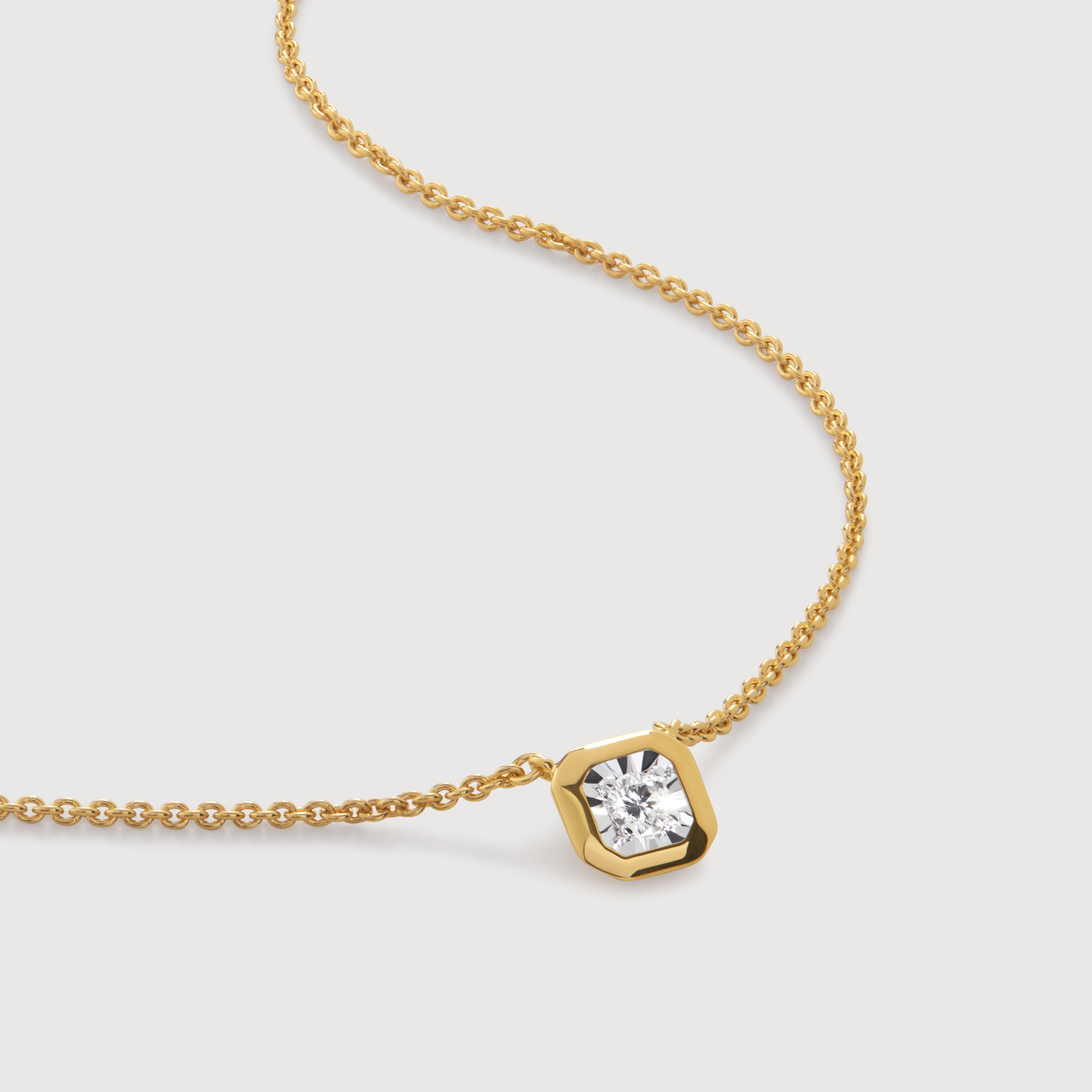 Asscher Diamond Chain Necklace in 18k Gold Vermeil on Sterling