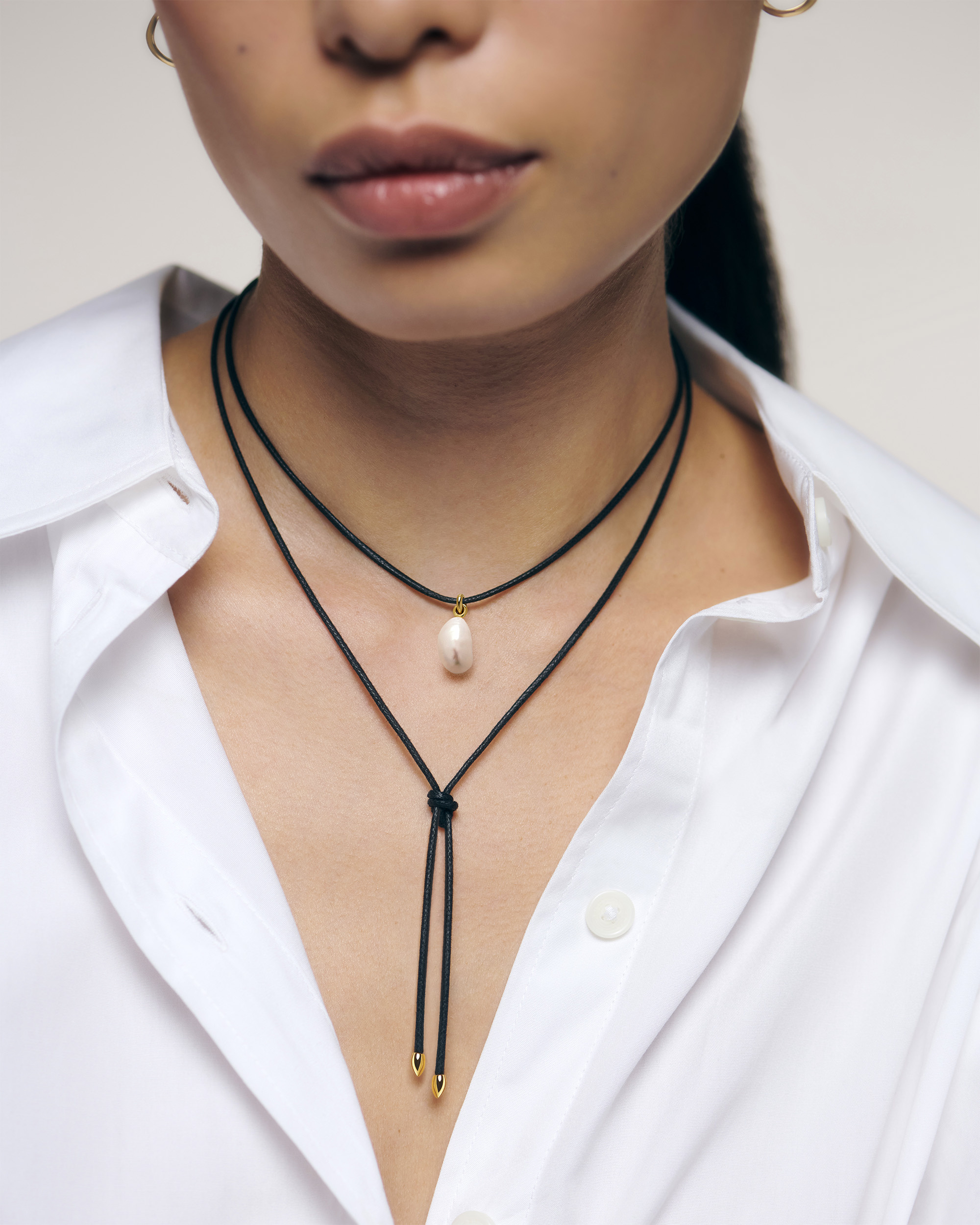 Baroque Pearl Black Cord Necklace | Jewellery Sets | Monica