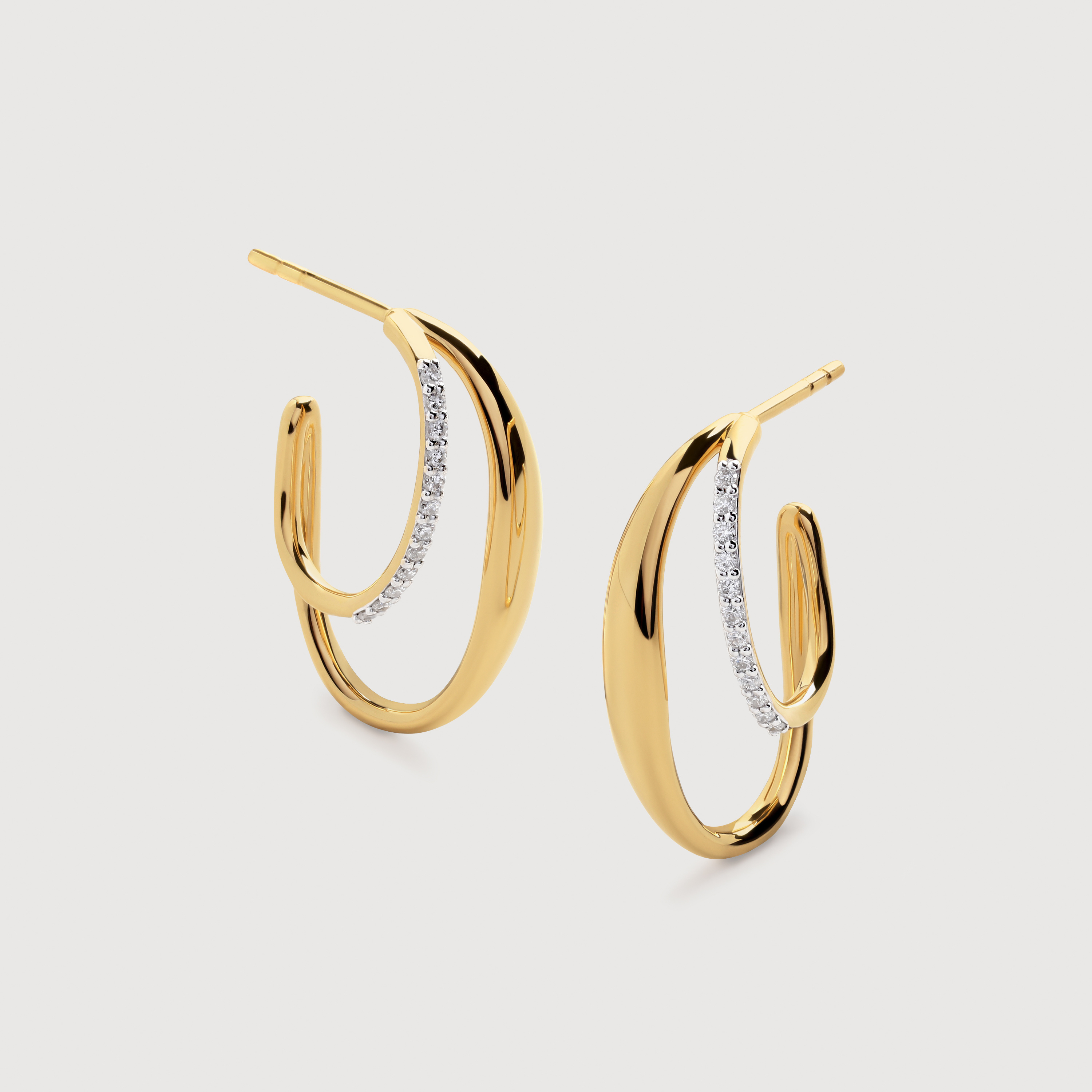 Nura Wrap Diamond Medium Hoop Earrings in 18k Gold Vermeil on