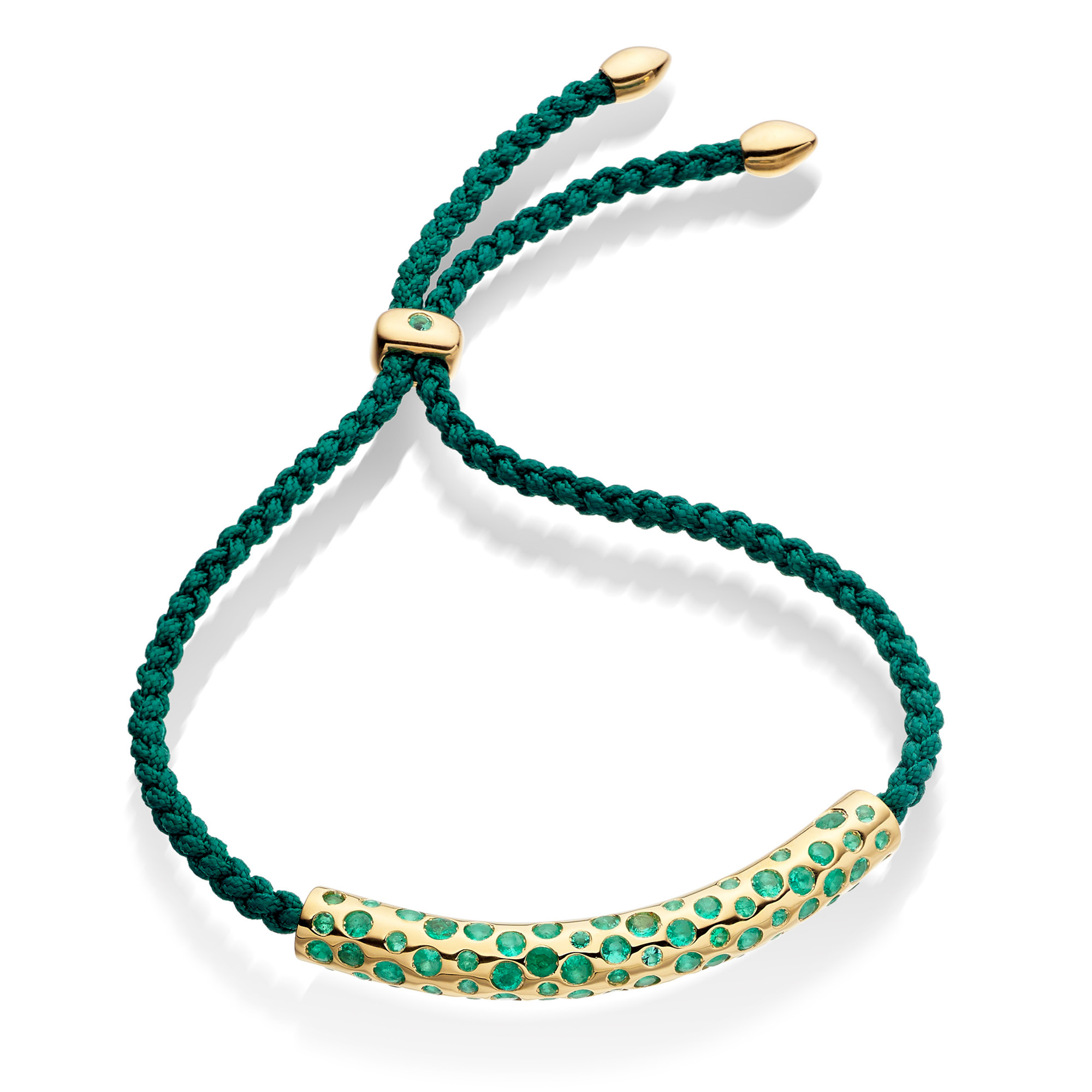 Gemfields Esencia Friendship Bracelet Gold - Emerald | Monica