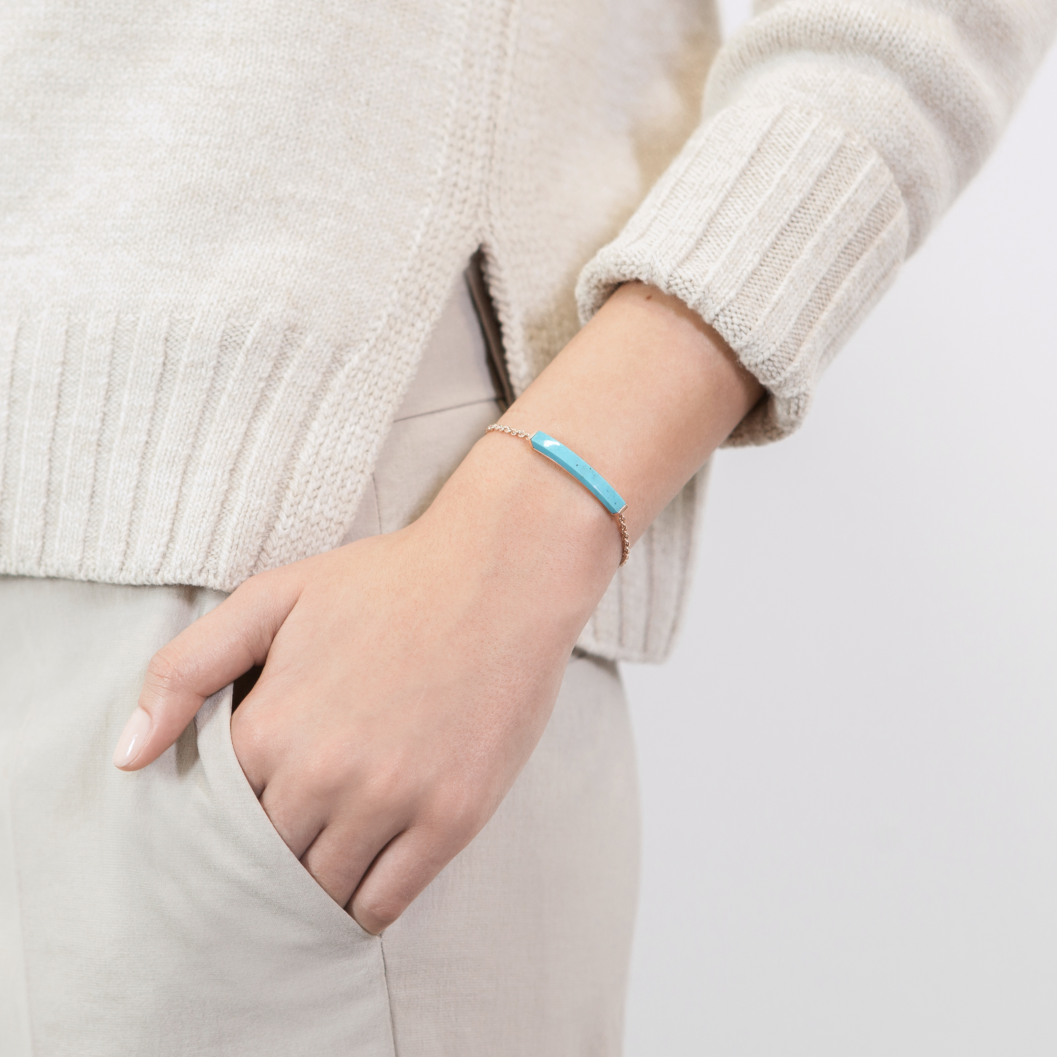 Linear Stone Bracelet in 18ct Rose Gold Vermeil On Sterling Silver