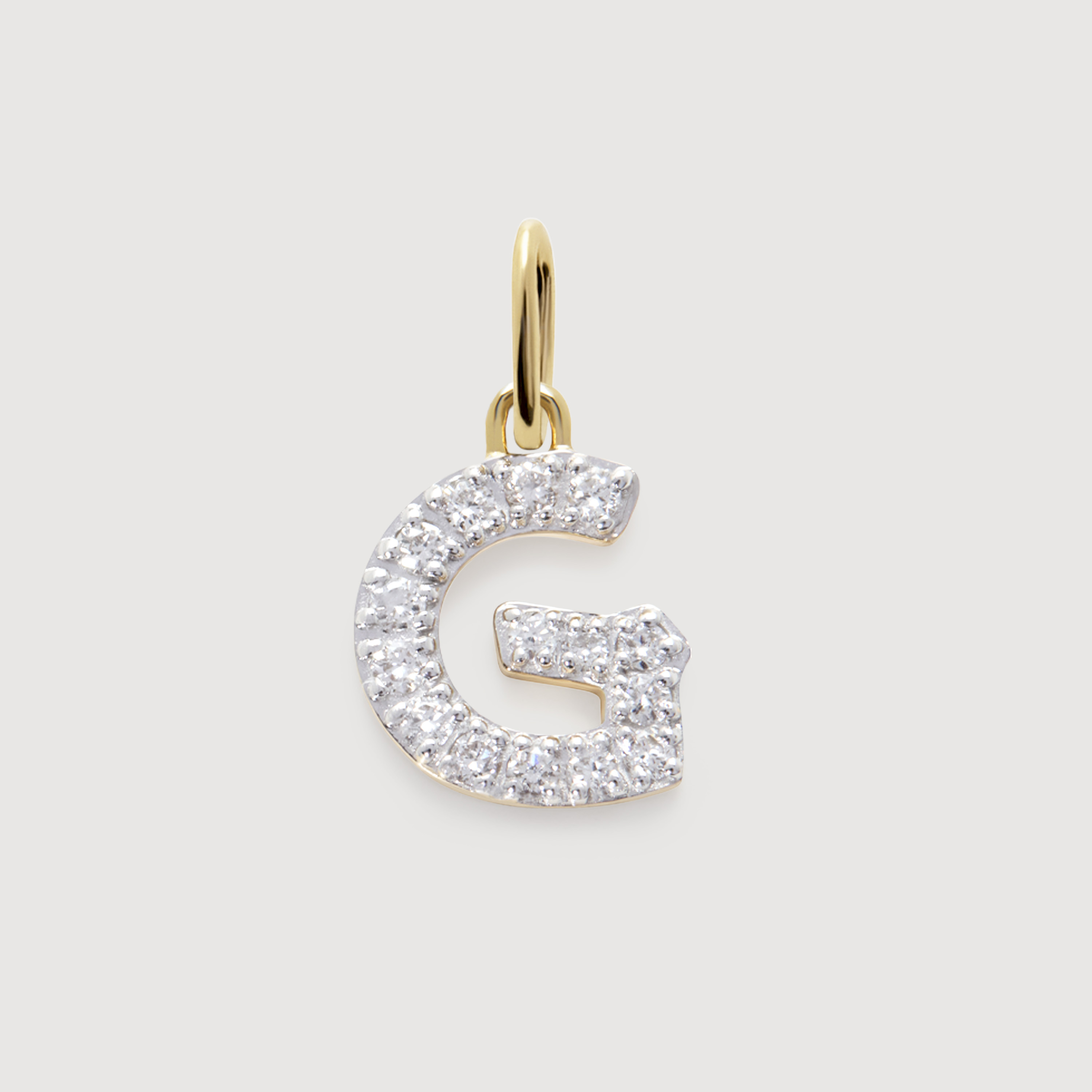 Diamond Initial G Pendant in 14k Solid Gold and Lab Grown Diamond