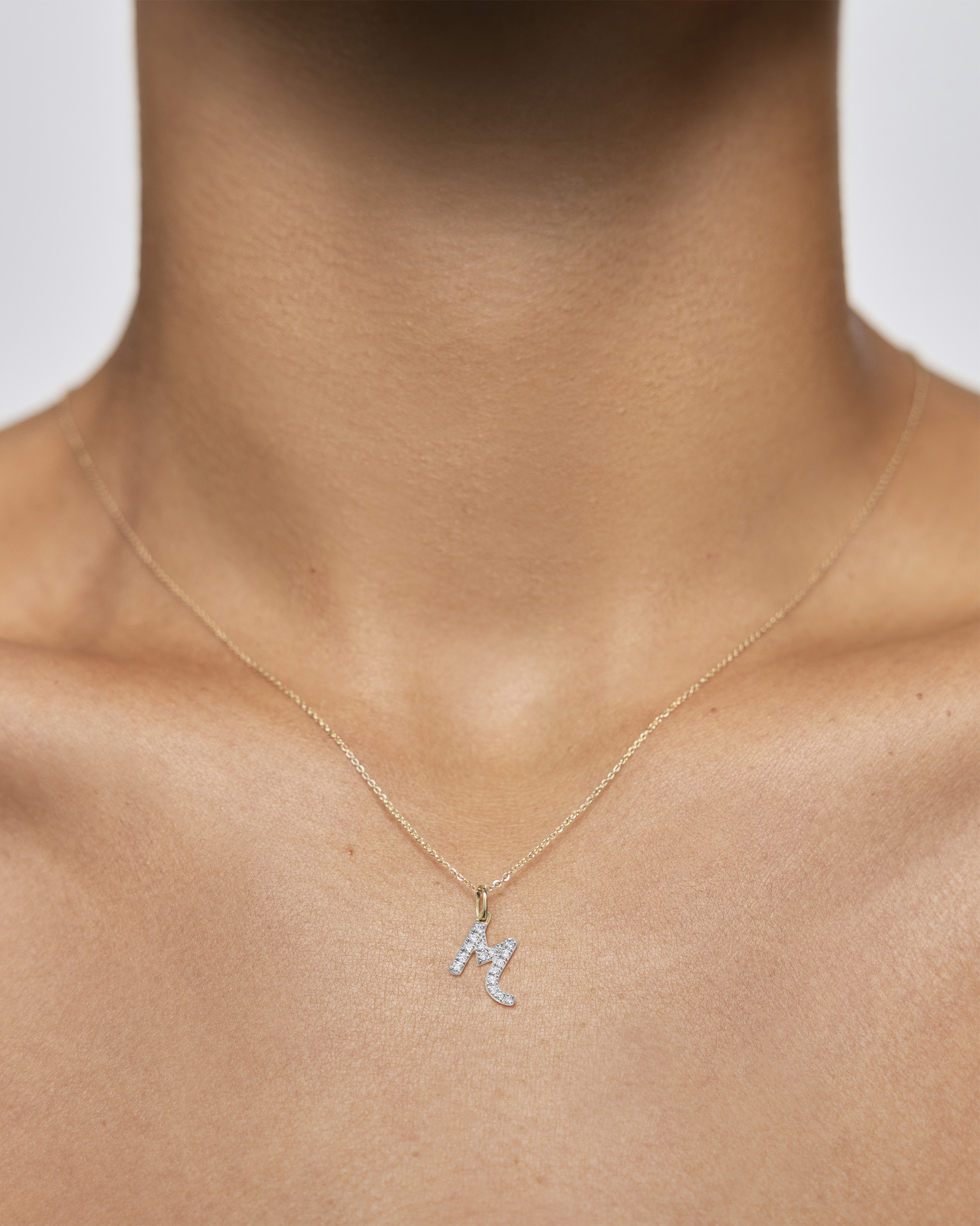 【LOVE ME MONSTER】Square & Initial Necklace〜イニシャル入り 925 Sterling Silver Mini Initial K, J Pendant Necklace - Any