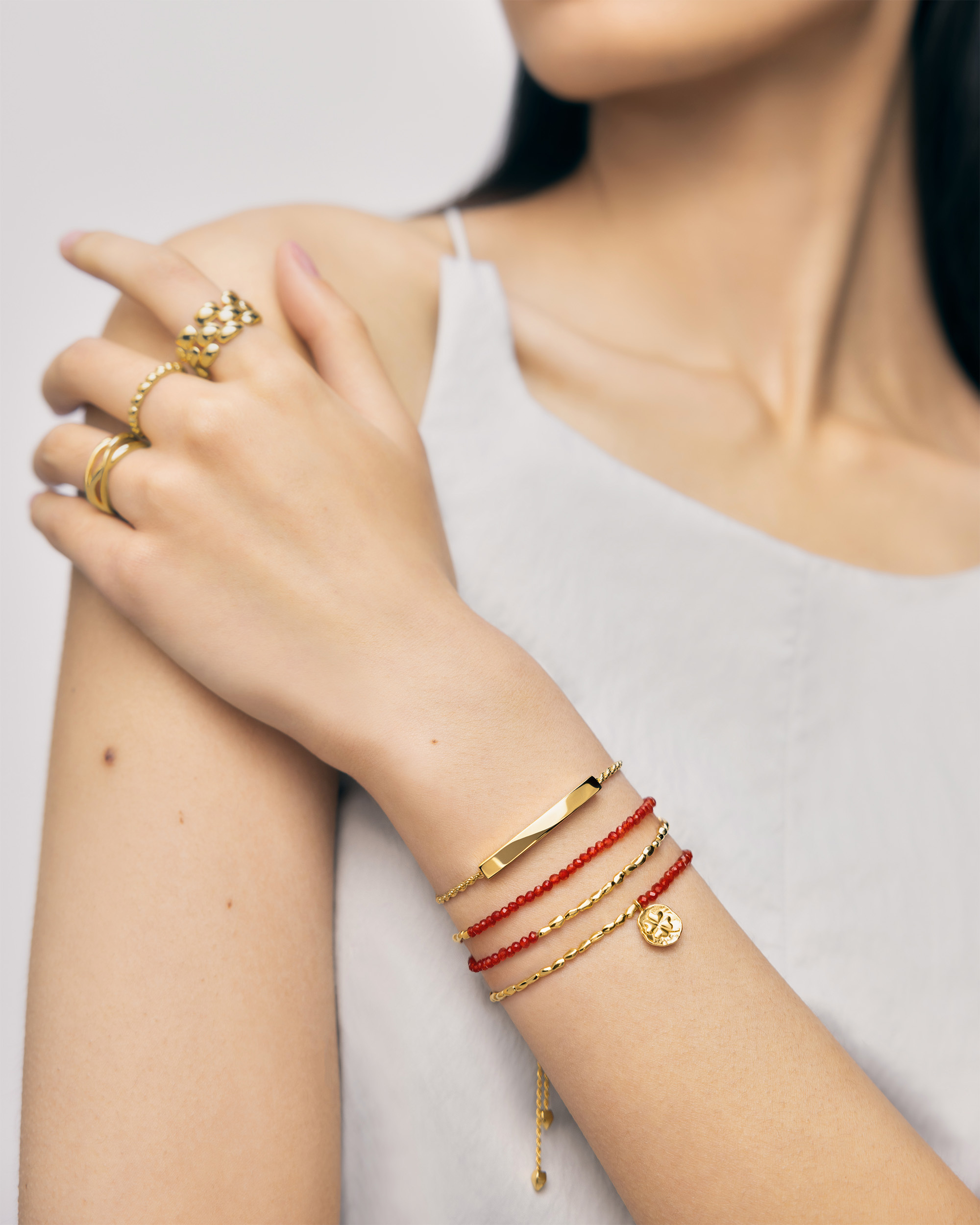 Lucky Mini Nugget Beaded Friendship Bracelet in 18k Gold Vermeil