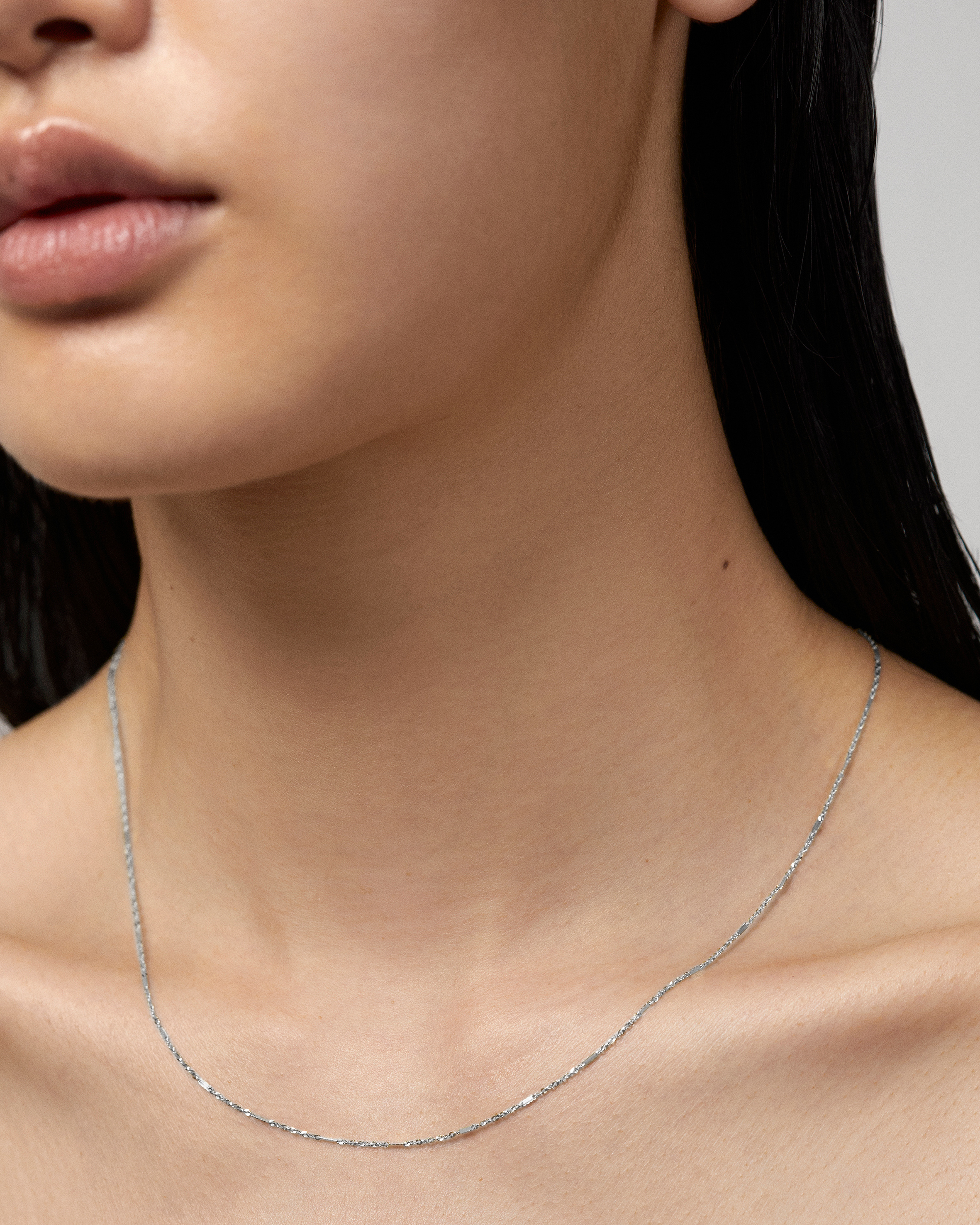Shimmer Chain Necklace 46cm/18' in 14k Solid White Gold