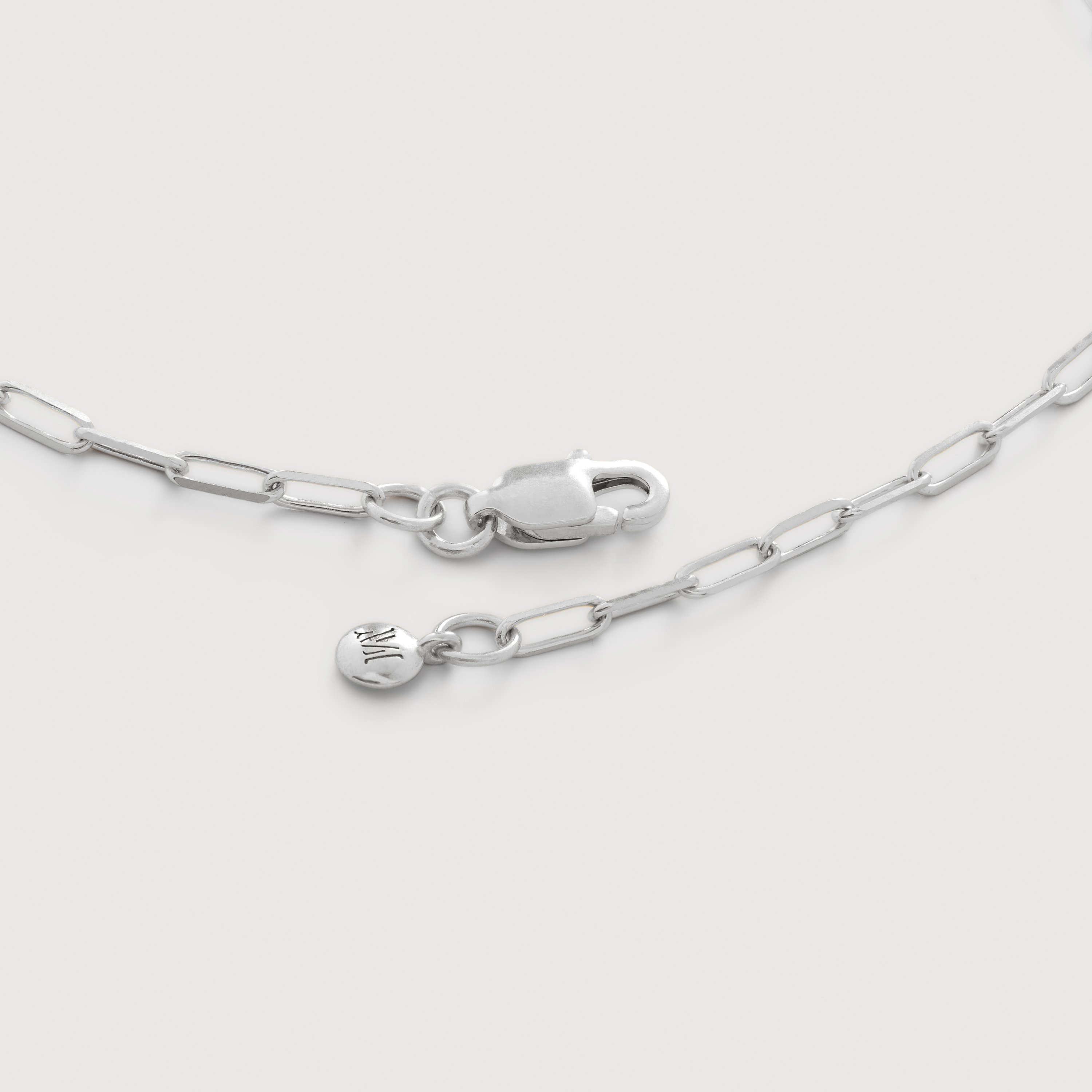 Mini Paperclip Chain Bracelet in 14k Solid White Gold