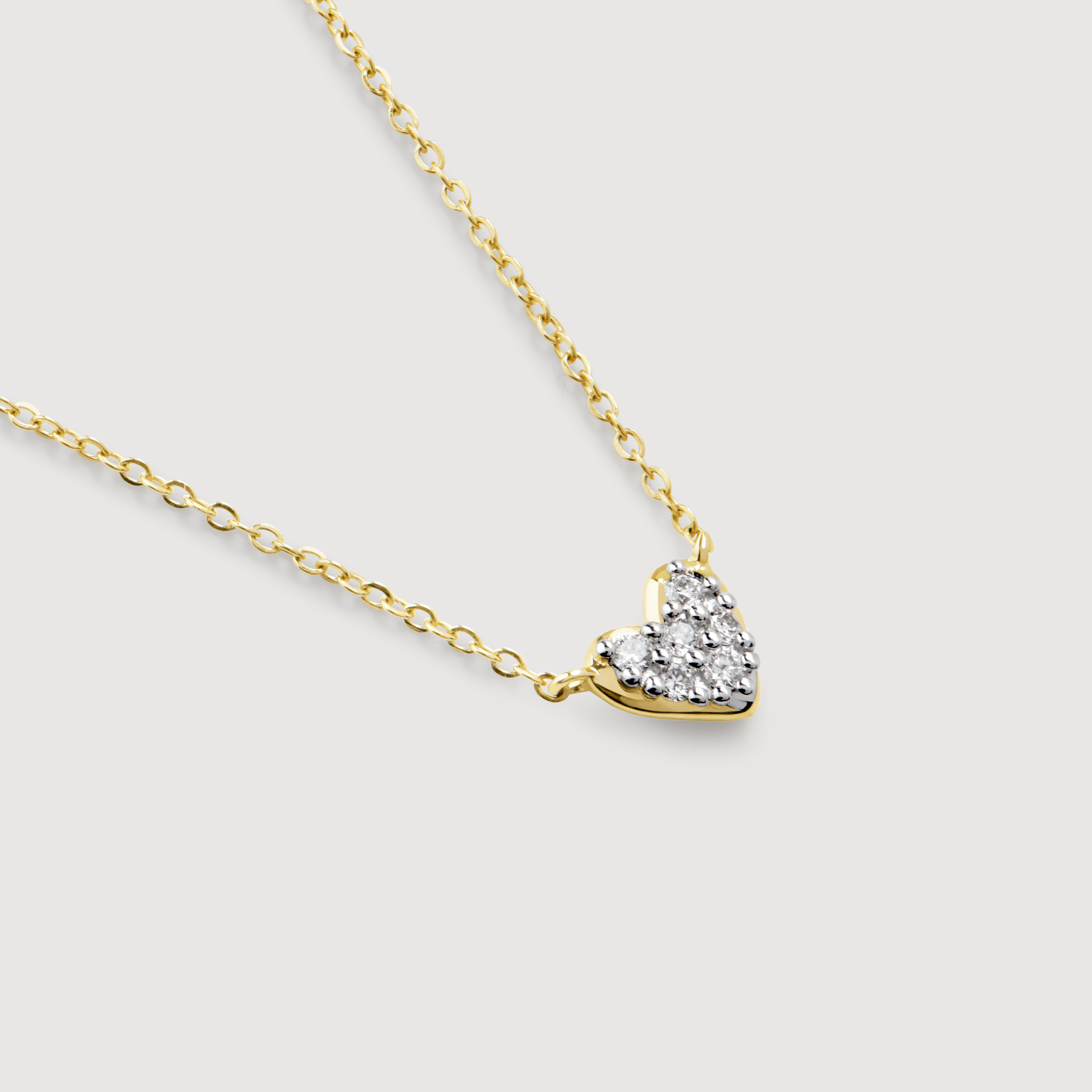 DimMoire ラインストーンHeartCore ミニT Mini Heart Diamond Chain Necklace in 14k Solid Gold and Lab Grown
