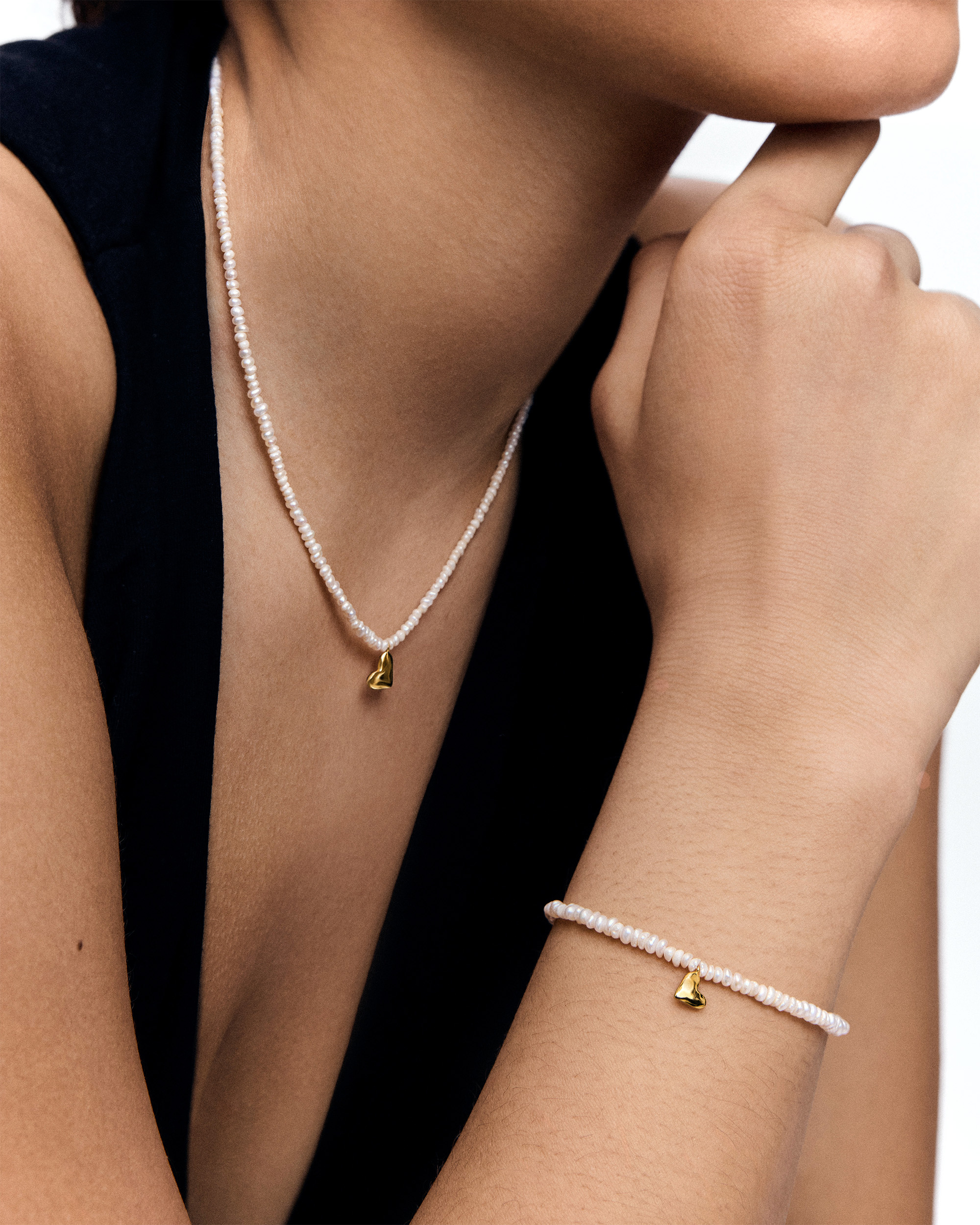 MONICA VINADER☆ハート ミニパール ネックレス Heart Mini Pearl Necklace in 18k Gold Vermeil on Sterling