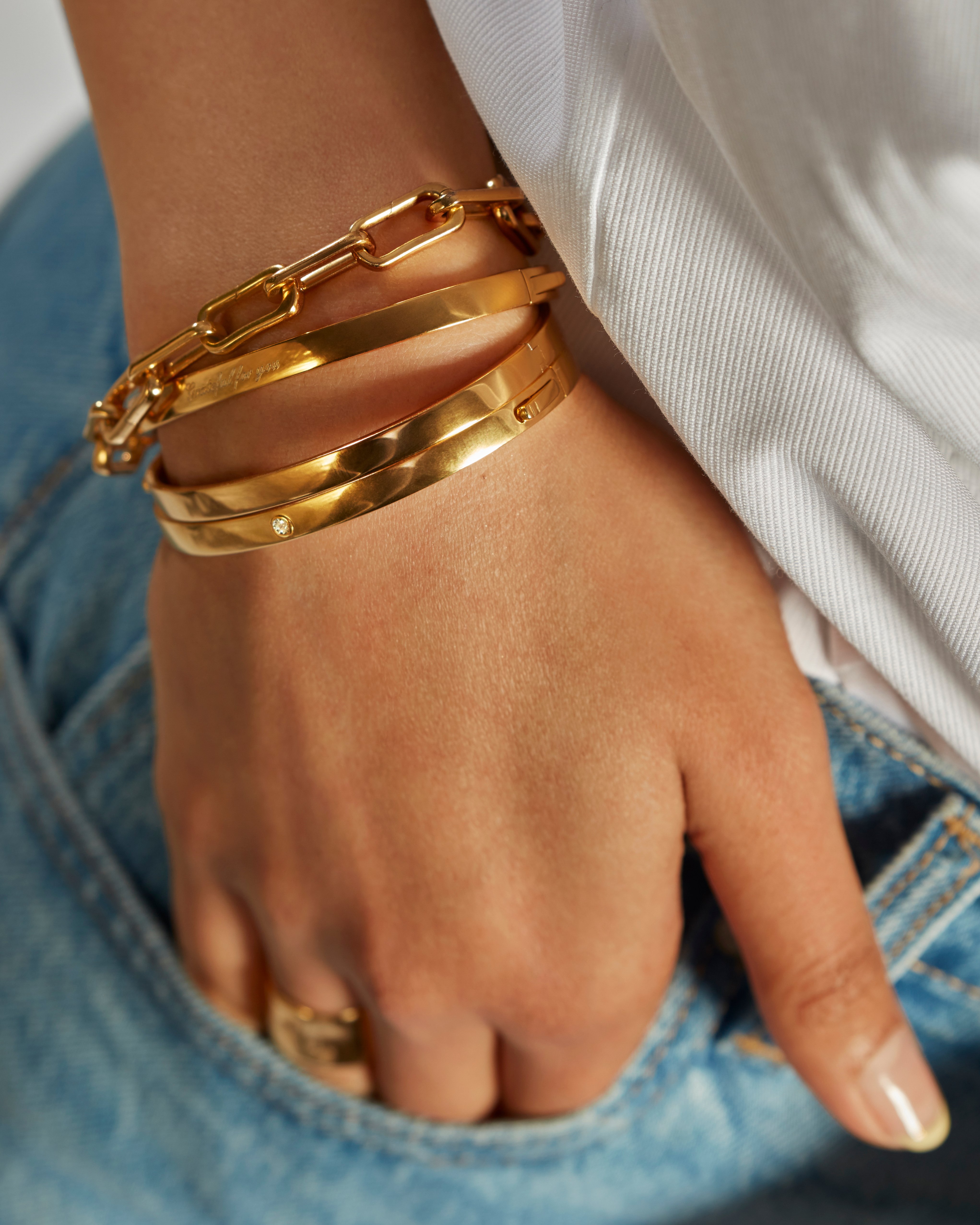 Diamond Essential Bangle in 18k Gold Vermeil on Sterling Silver