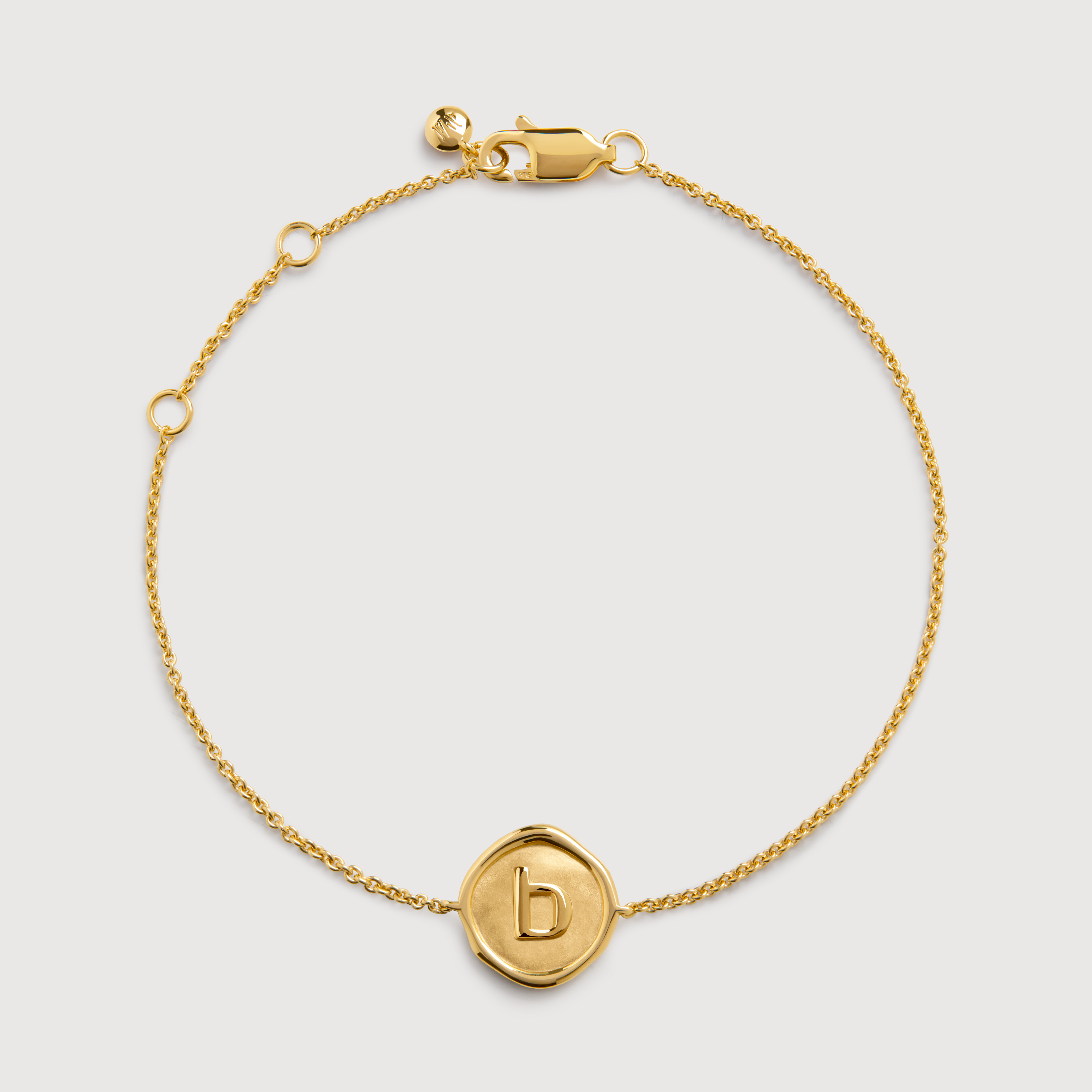 Initial Stamp B Chain Bracelet in 18k Gold Vermeil on Sterling