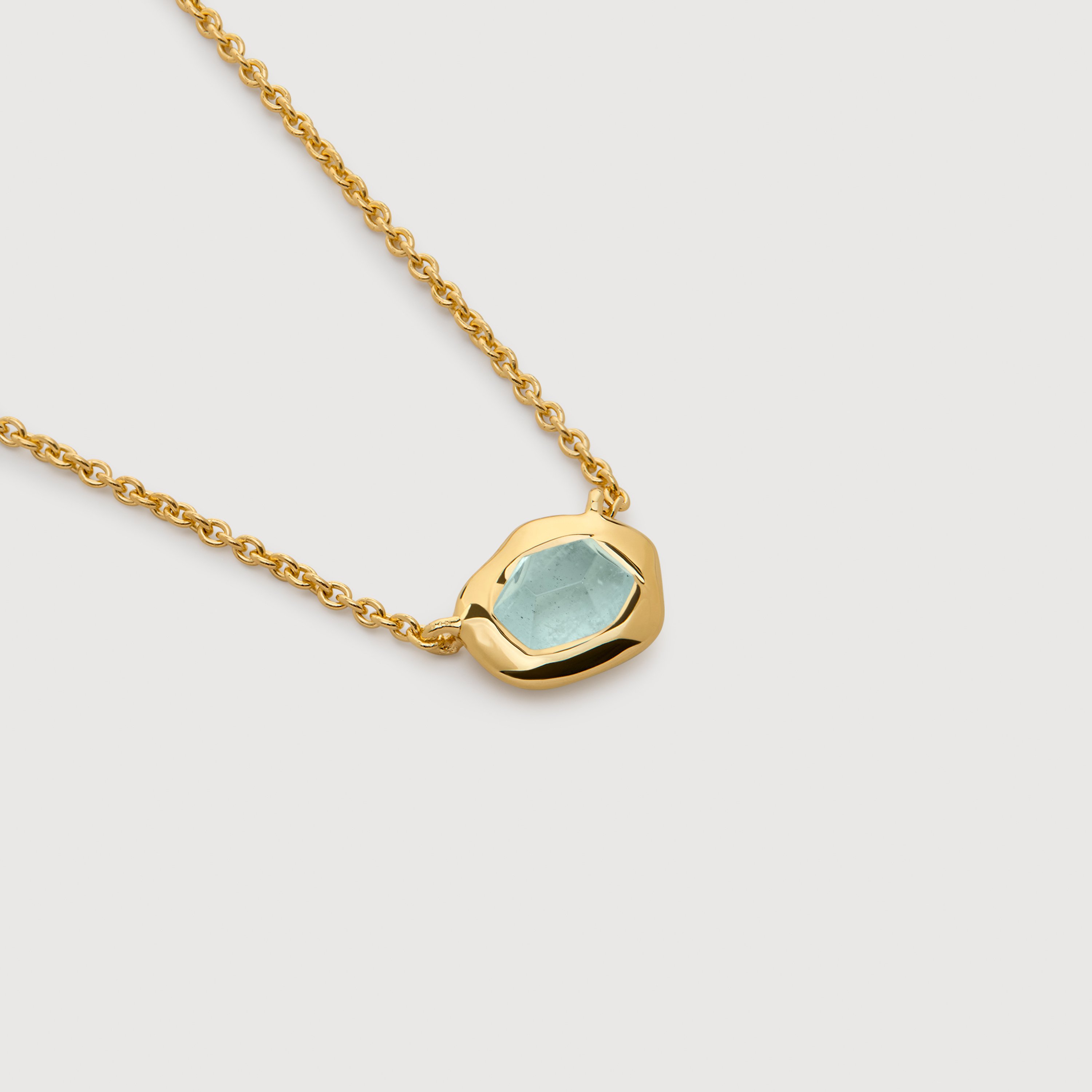 [Golden dew] 18K Gold☆ Dainty Aquamarine Necklace Dainty Aquamarine Gold Necklace, Gold Necklaces for Women
